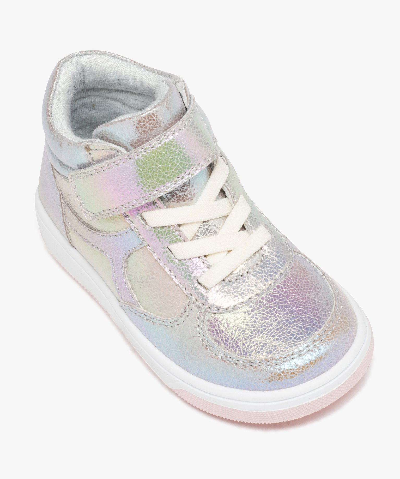 Baskets bébé fille mid-cut irisées avec scratch multicolore | GEMO