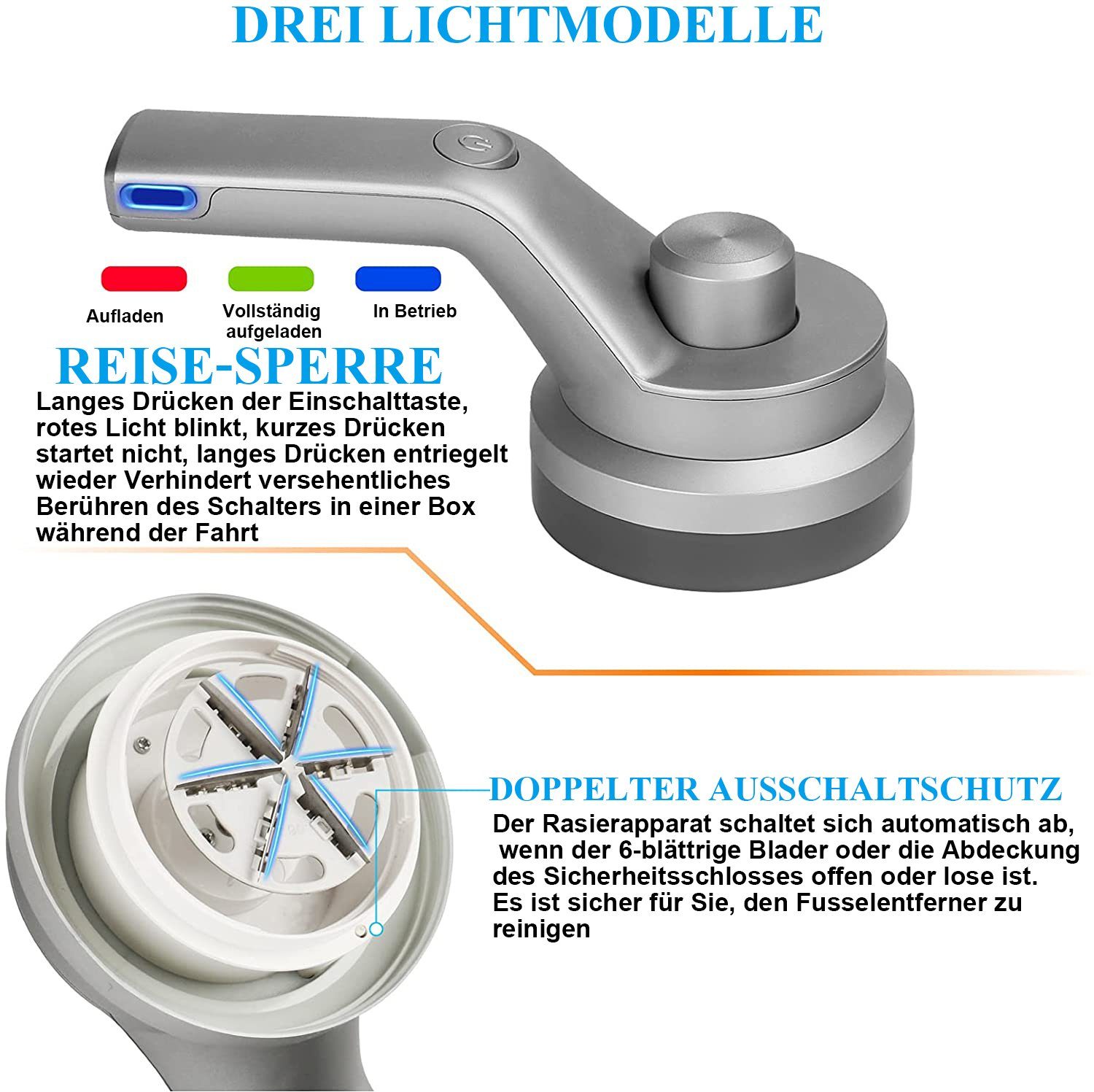 Vaxiuja Fusselrasierer Fussel-Entferner,Defuzzer Pullover-Rasierer AC-Adapter betriebene