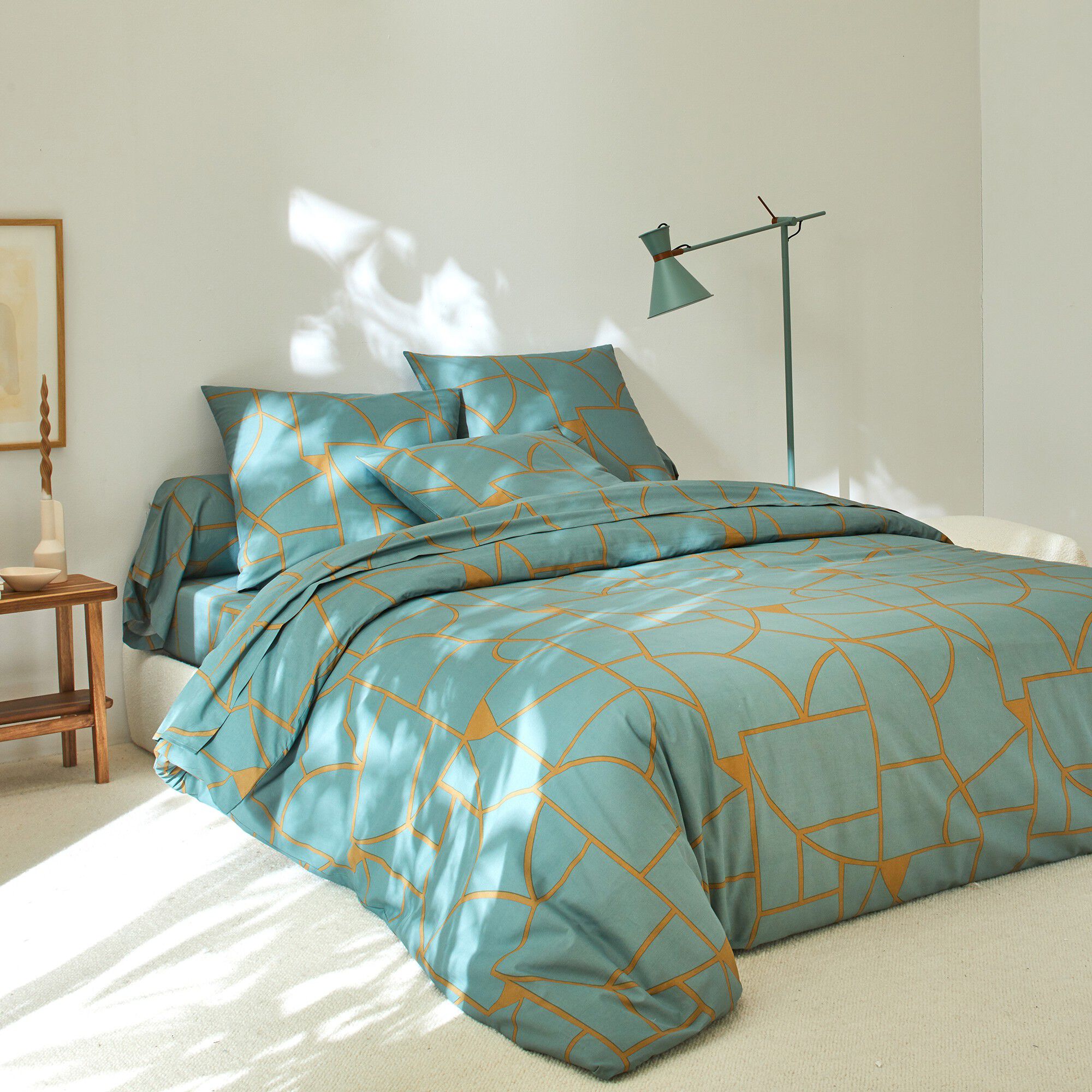 Linge de lit Geoffroy en coton à motifs graphiques