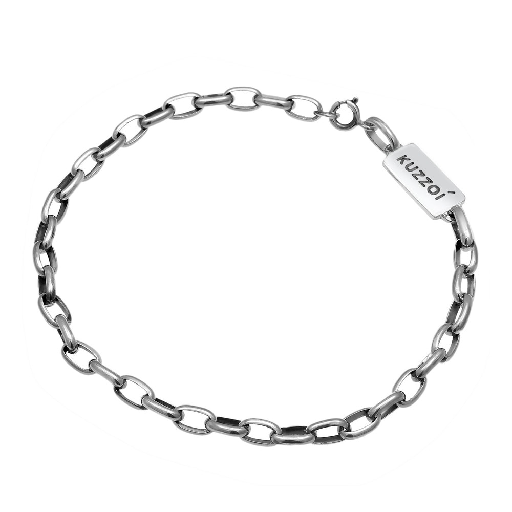 KUZZOI KUZZOI Bracelet Chaîne maille forçat ovale solide de base en 925/1000 argent mass Bracelet