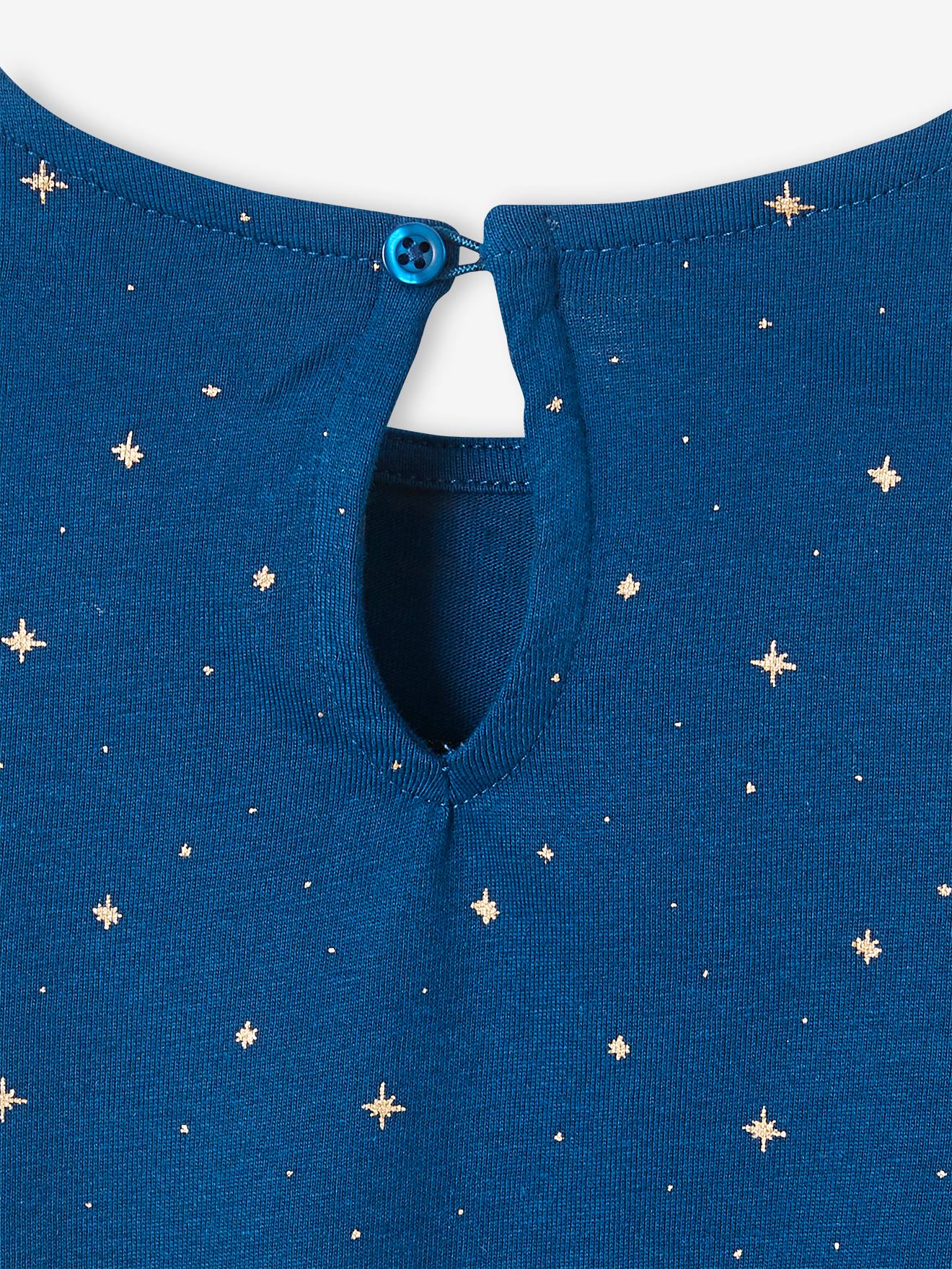 Robe de fête à étoiles fille bleu canard
