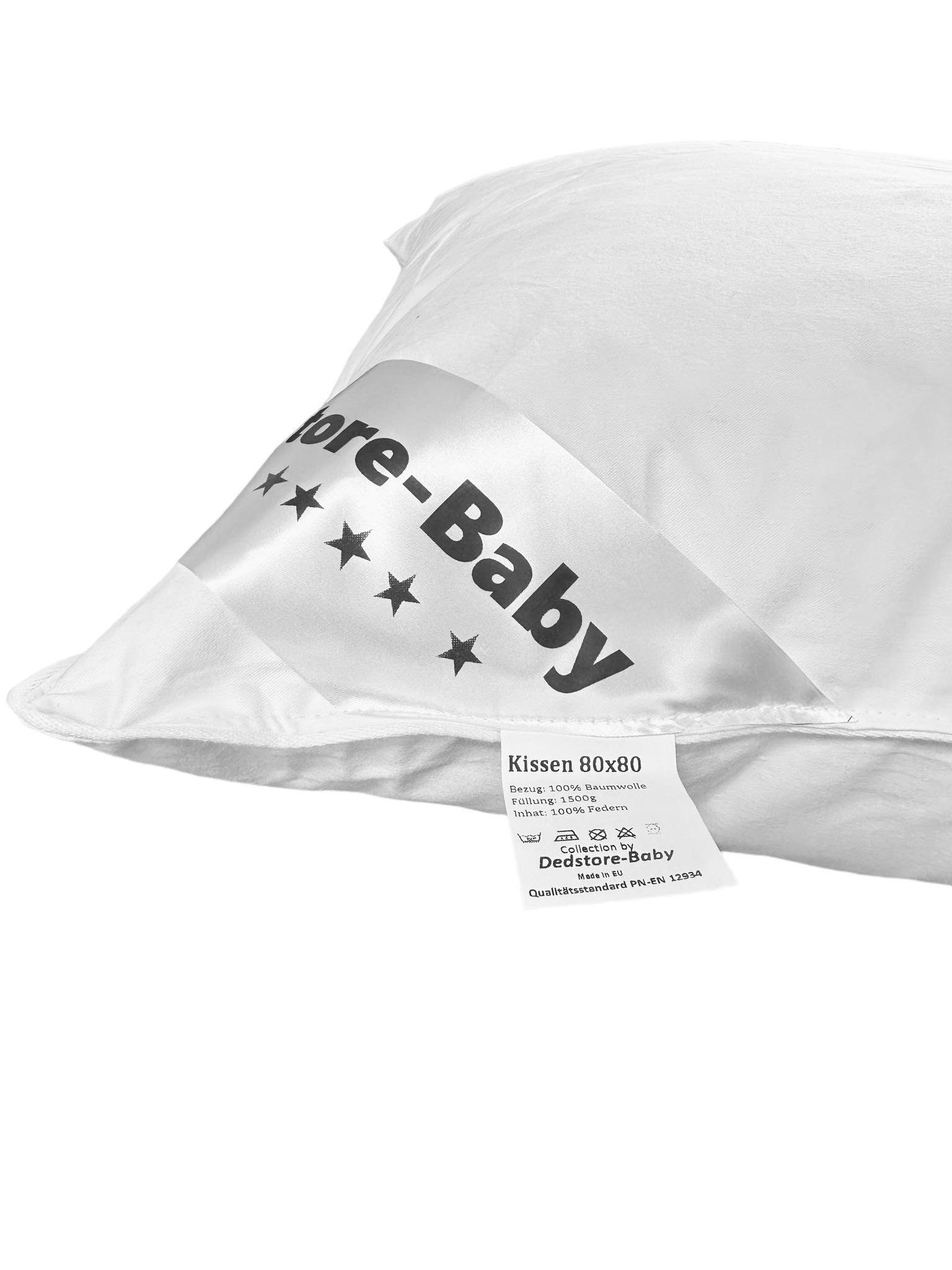 Gänsefederkopfkissen Kissen 80x80cm 1500g 2er Set, Dedstore-Baby, Füllung: Gänsedaunen, Gänsefedern, Bauchschläfer, Rückenschläfer, Seitenschläfer, 2er Set, Set Preis, 2 Stück Komplett Set Preis, Allergiker geeignet