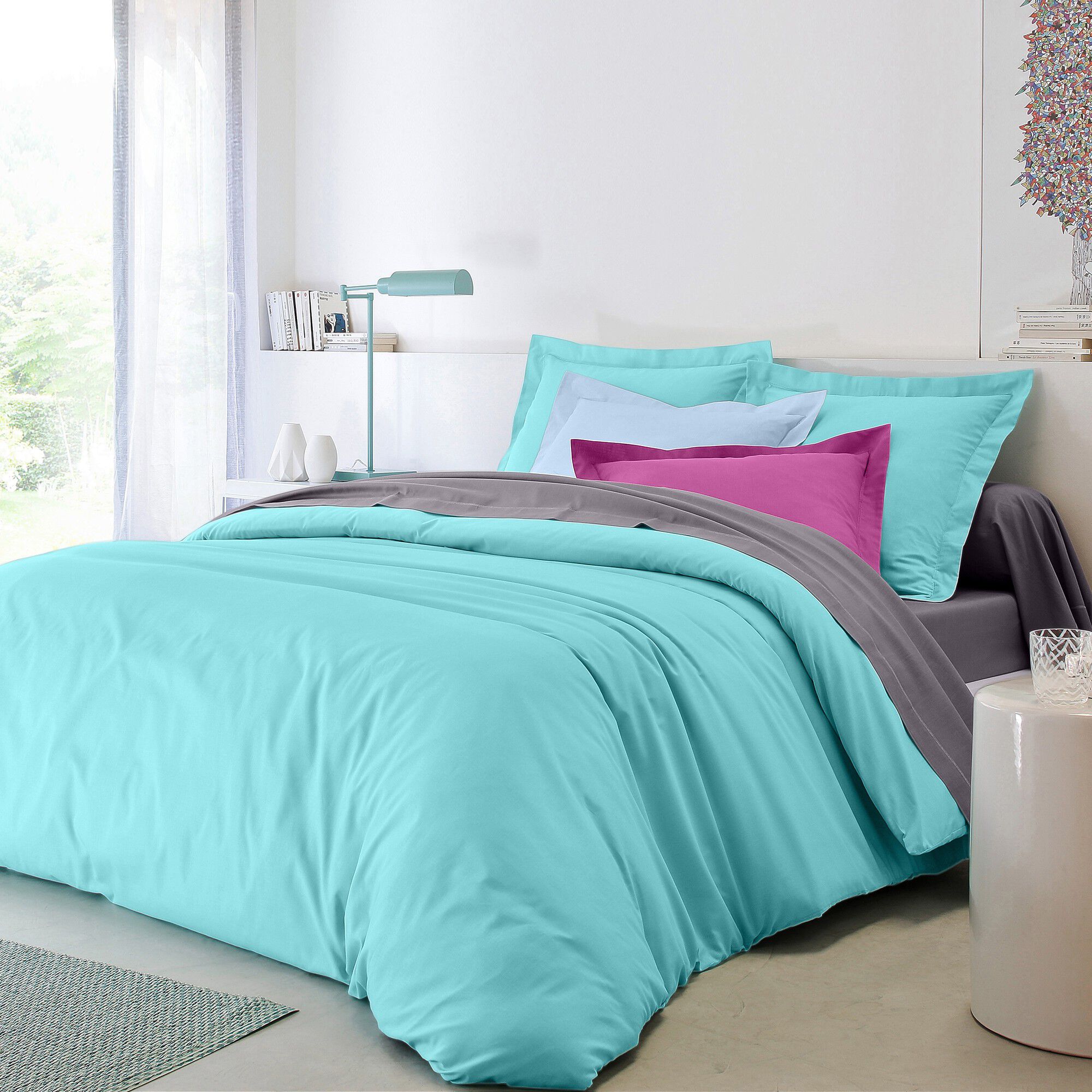 Linge de lit uni polyester-coton Colombine