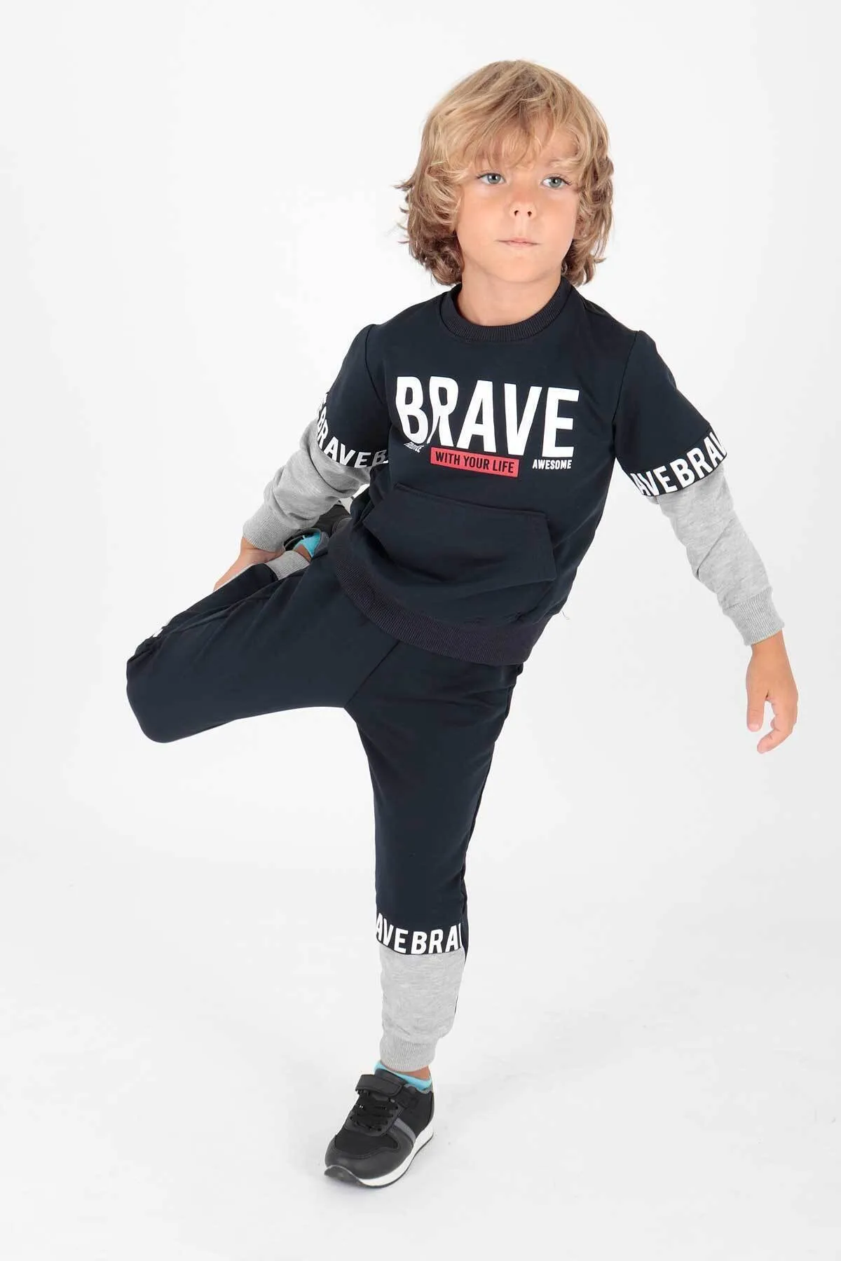 AHENGİM  Bedrucktes Brave-Trainingsanzug-Set für Jungen Ak2231