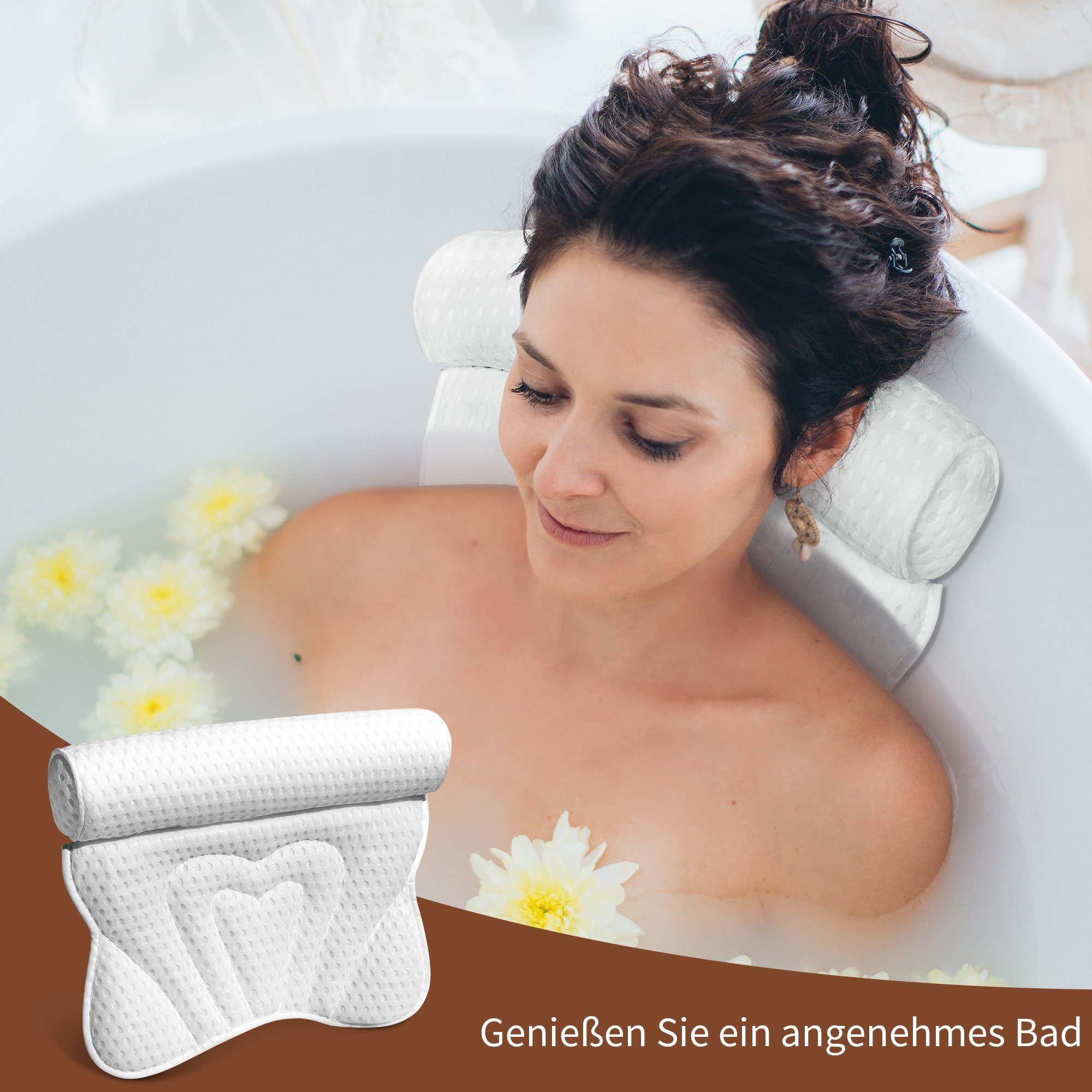 Nackenstützkissen Badekissen, Badewannen Kissen Badekissen aus Mesh, AdelDream