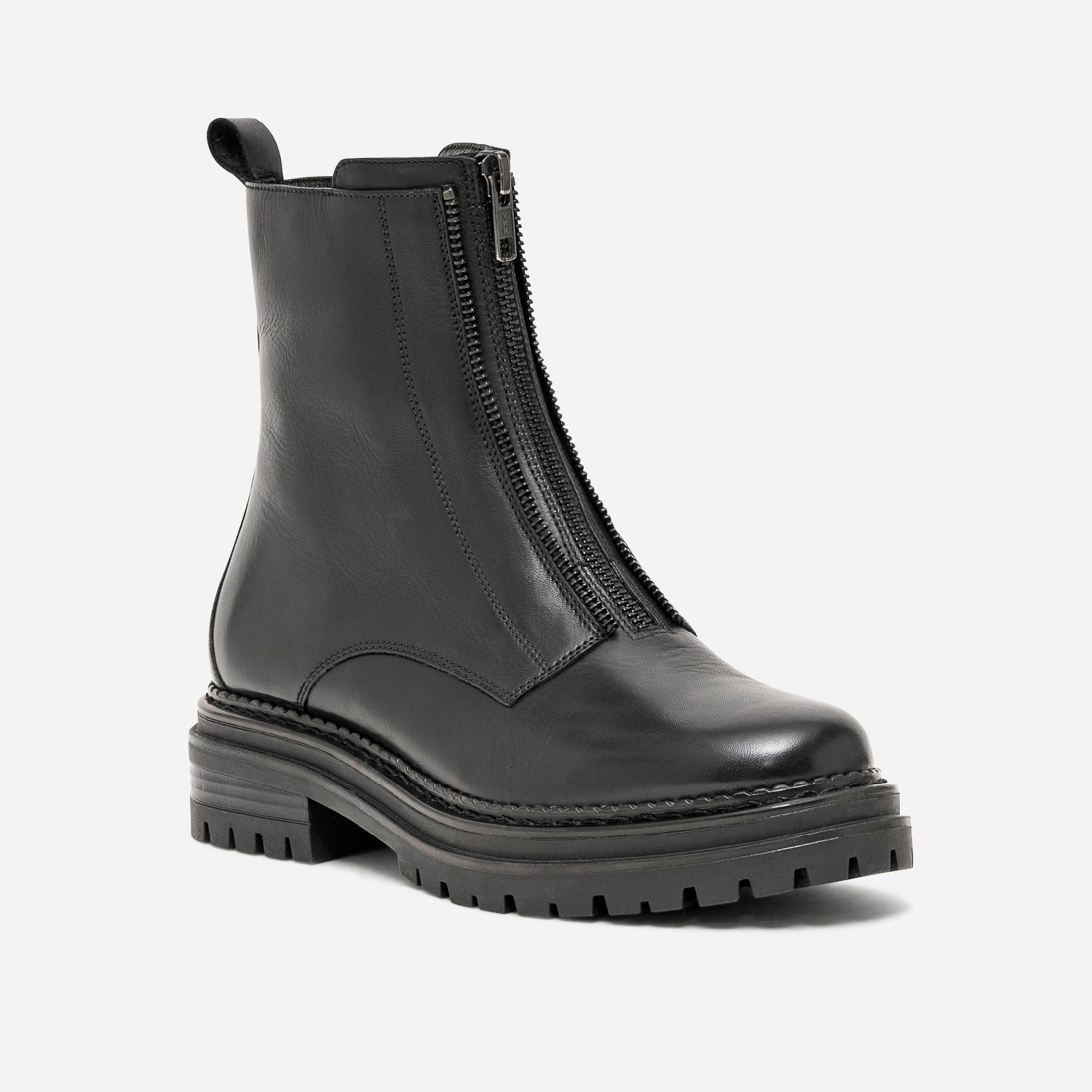 Boots TEXTO noir en cuir à zips