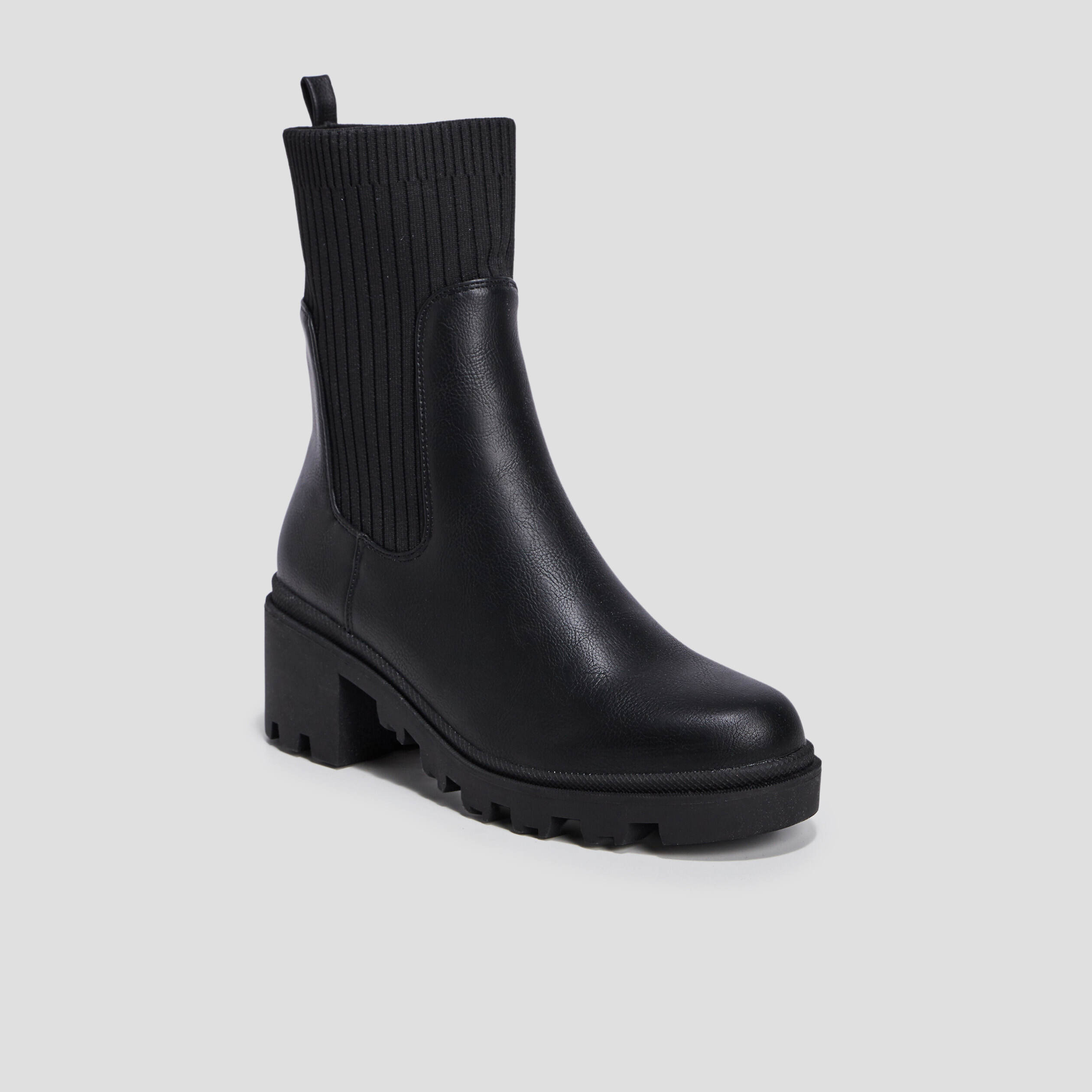 Bottines chelsea chaussettes noir femme | La Halle