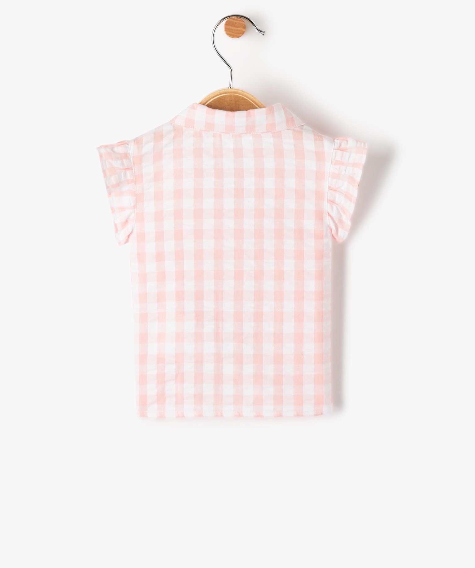 Blouse bébé fille rayée à manches volantées et pattes à nouer