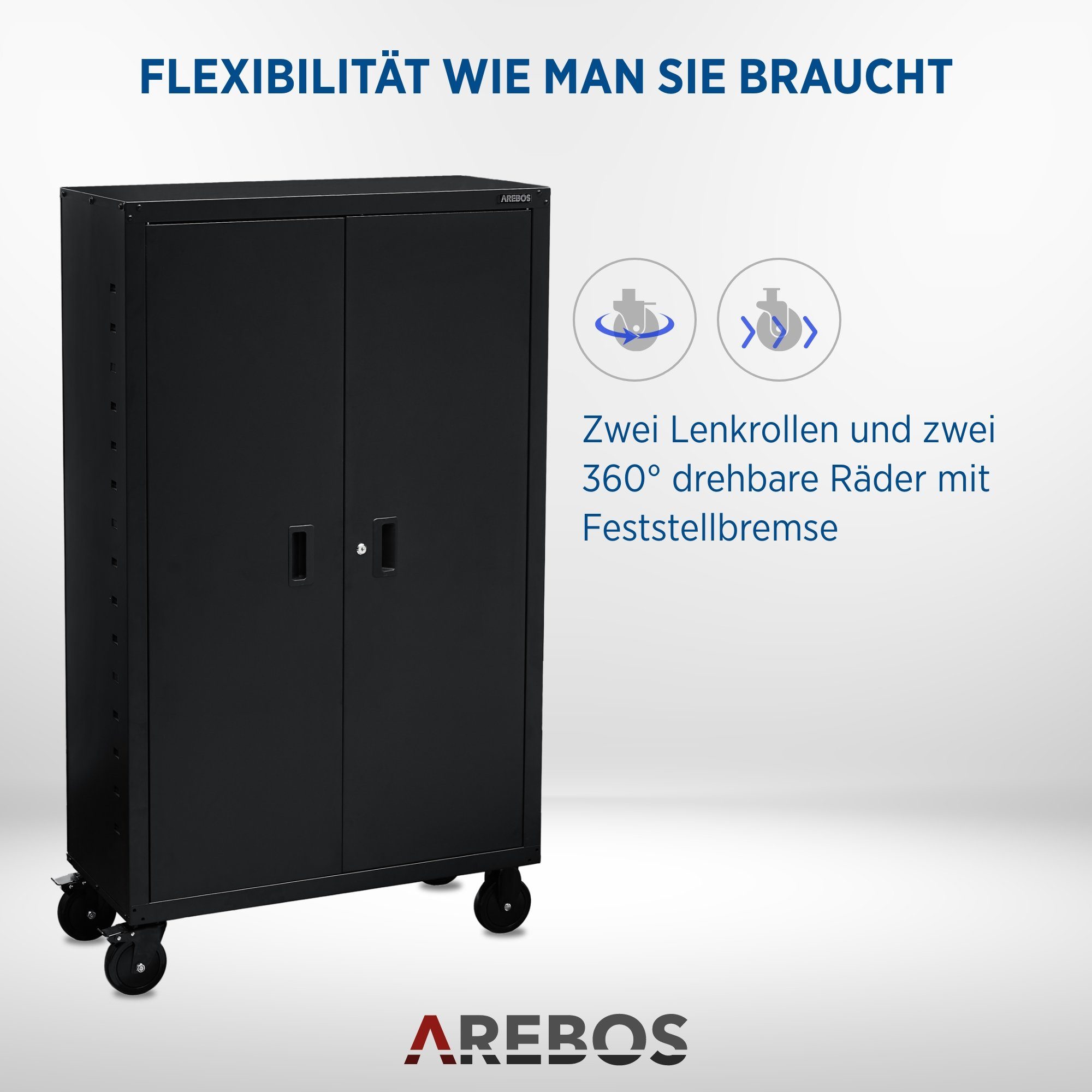 Arebos Aktenschrank Büroschrank Materialschrank Stahlschrank (Stück, schwarz)
