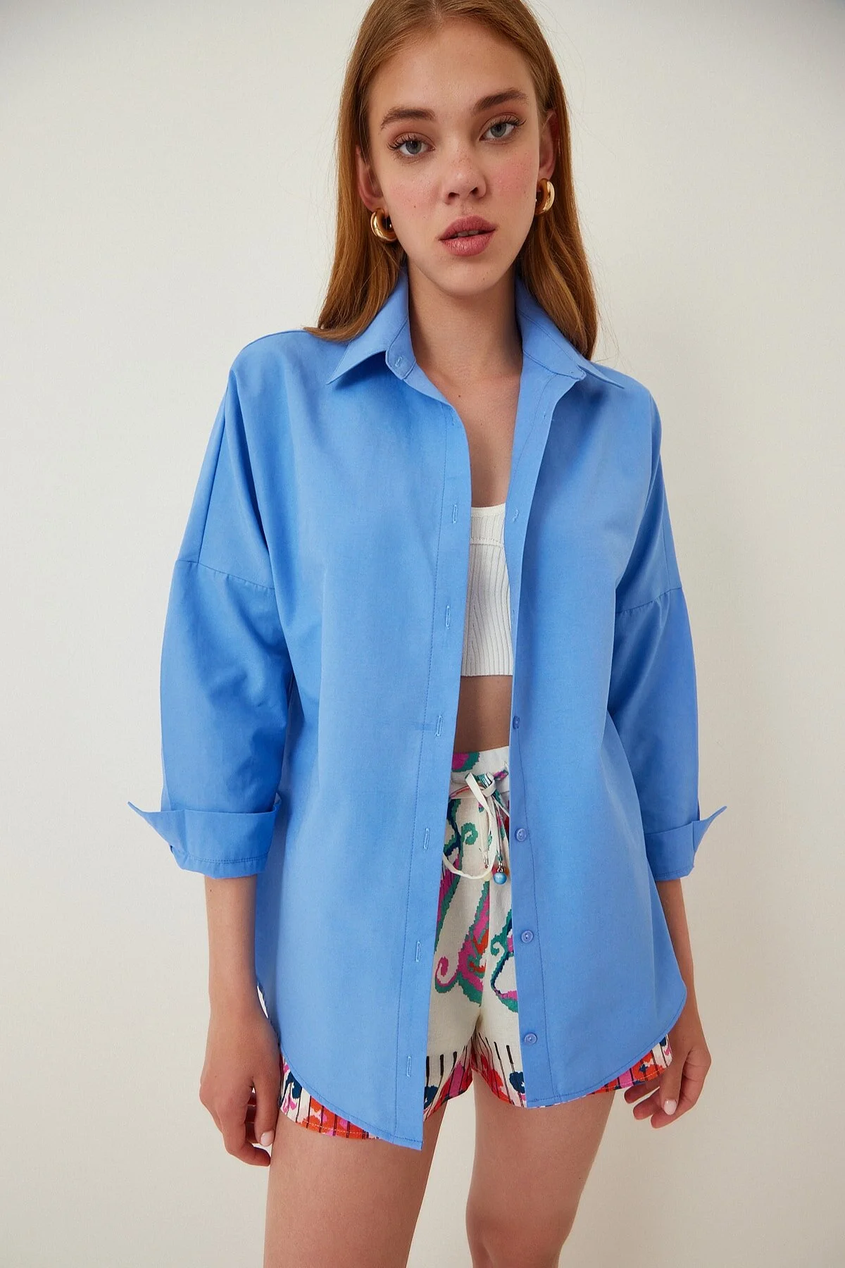 Happiness İstanbul  Hemd - Blau - Oversized