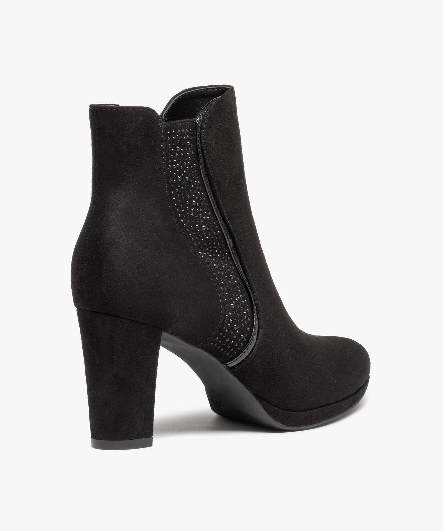 Boots femme à talon haut et détails pailletés noir | GEMO