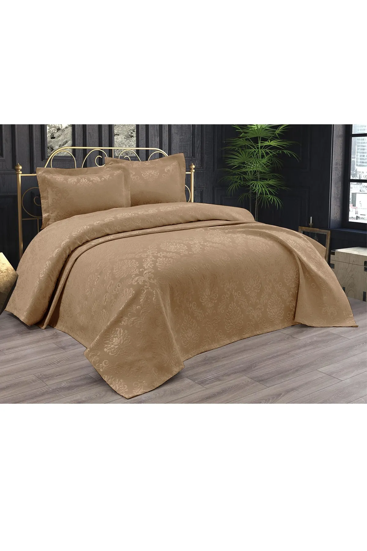 Çeyiz Diyarı  Diamond Double Plain Piqué-Set Beige