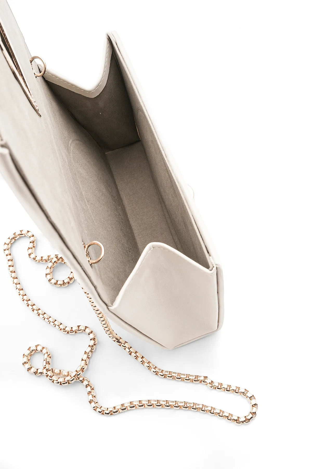 Marjin  Damenhand- und Umhängetasche mit goldenem Kettenriemen Mitoz Beige