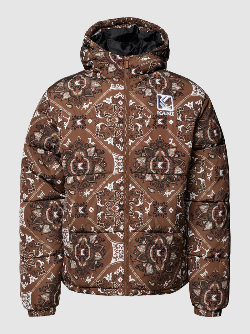 Steppjacke mit Allover-Muster in schokobraun