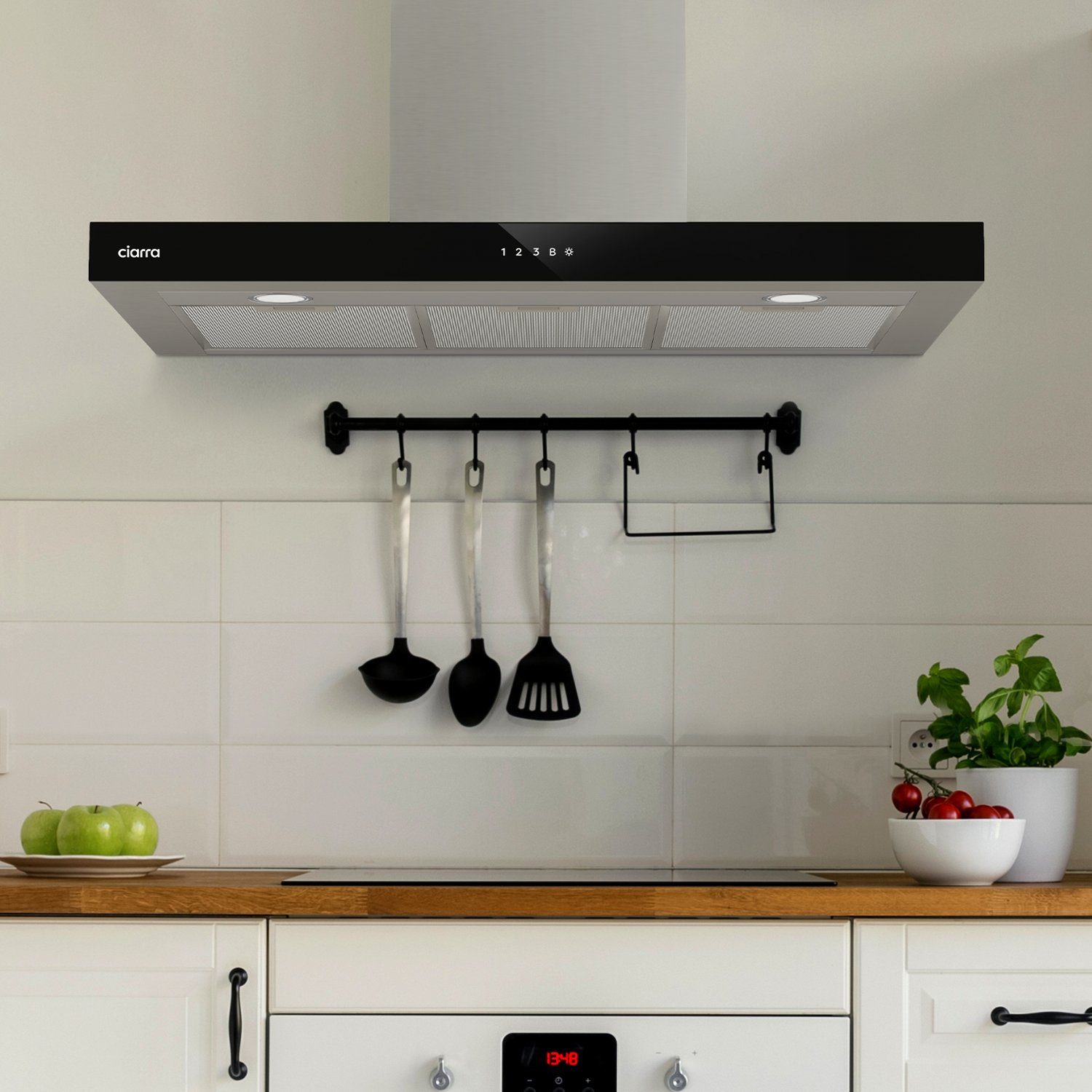 CIARRA Wandhaube CBCS9102, A+++ Dunstabzugshaube 90cm 650m³/h WIFI +APP & Touch Control Boost