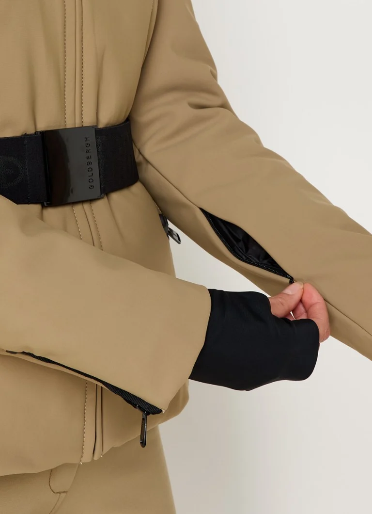 Goldbergh Hida softshell ski jacket with detachable faux fur and belt