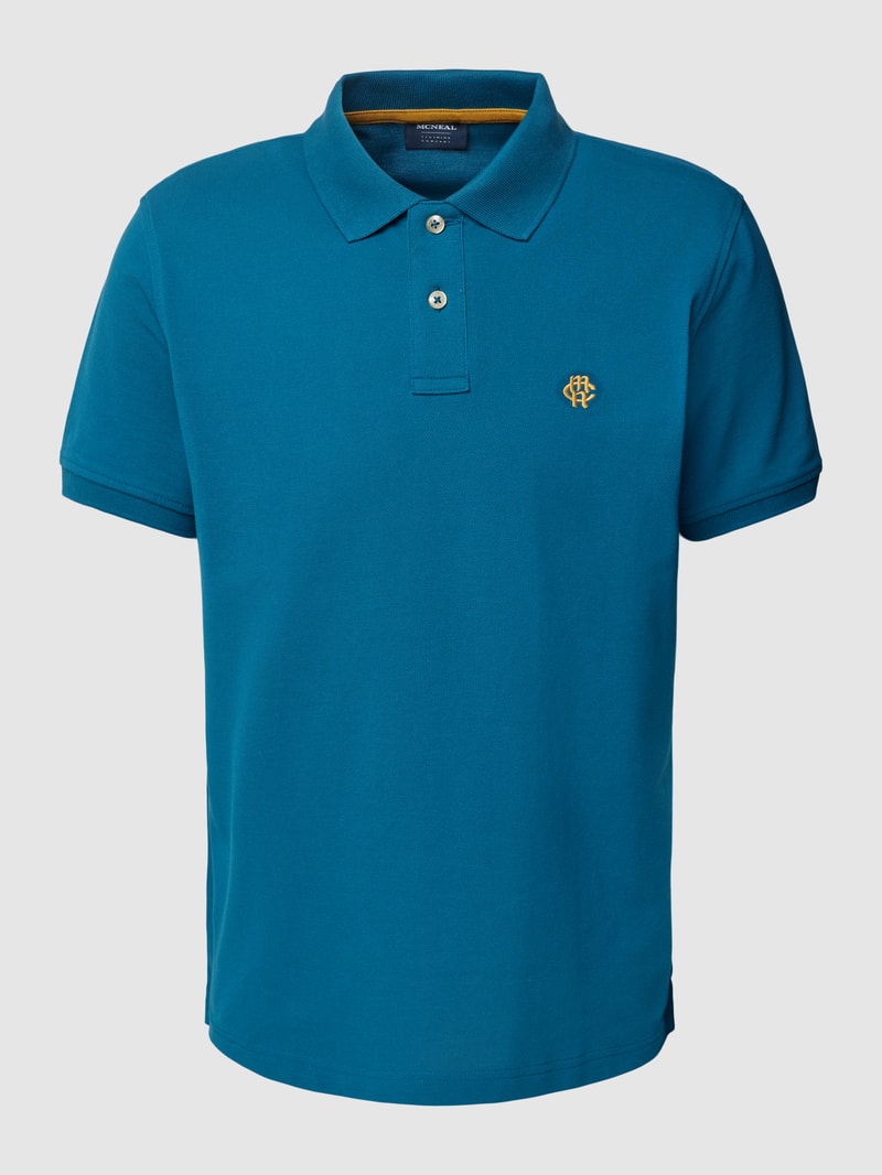 Poloshirt mit Label-Stitching in lagune
