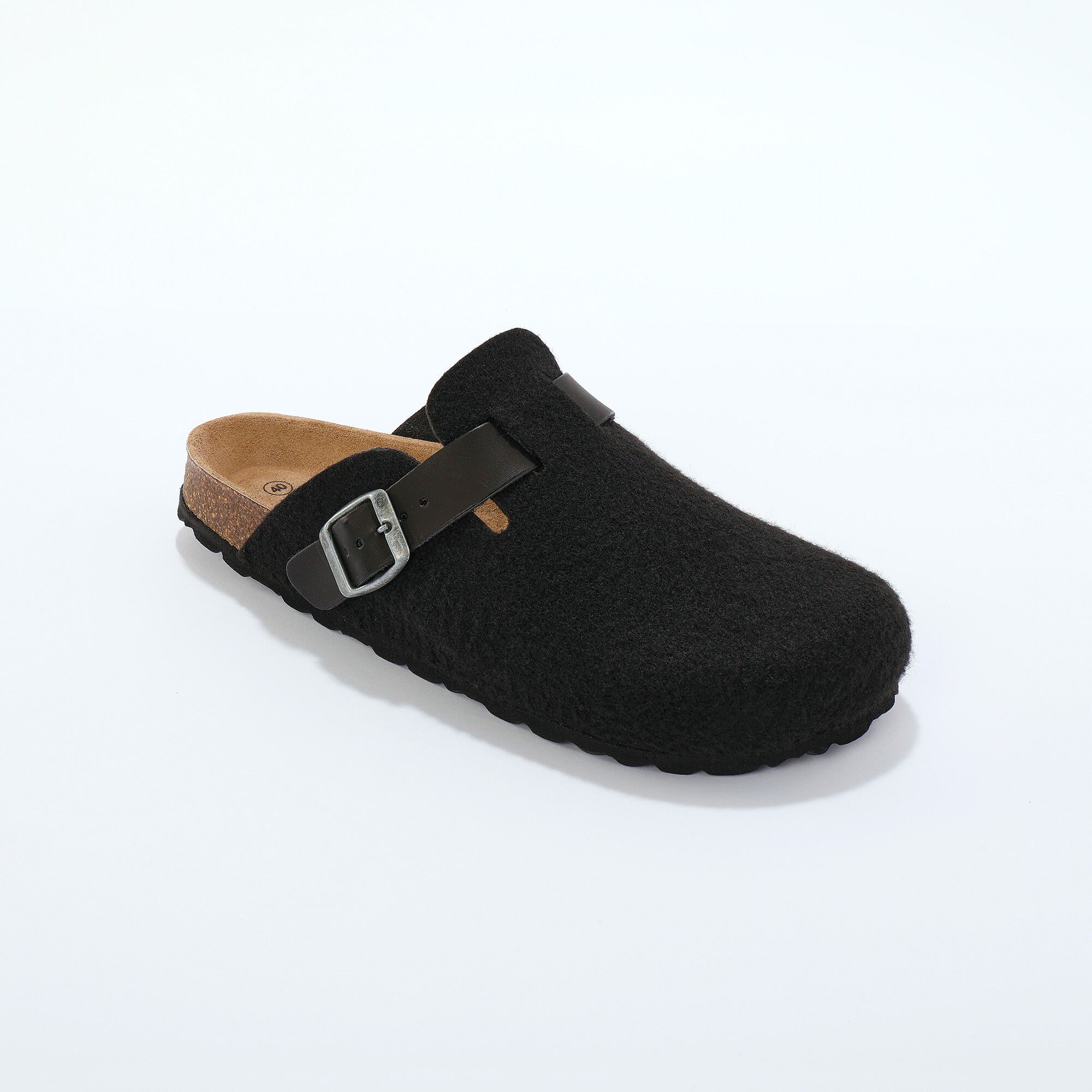 Mules sabot feutrine à boucle