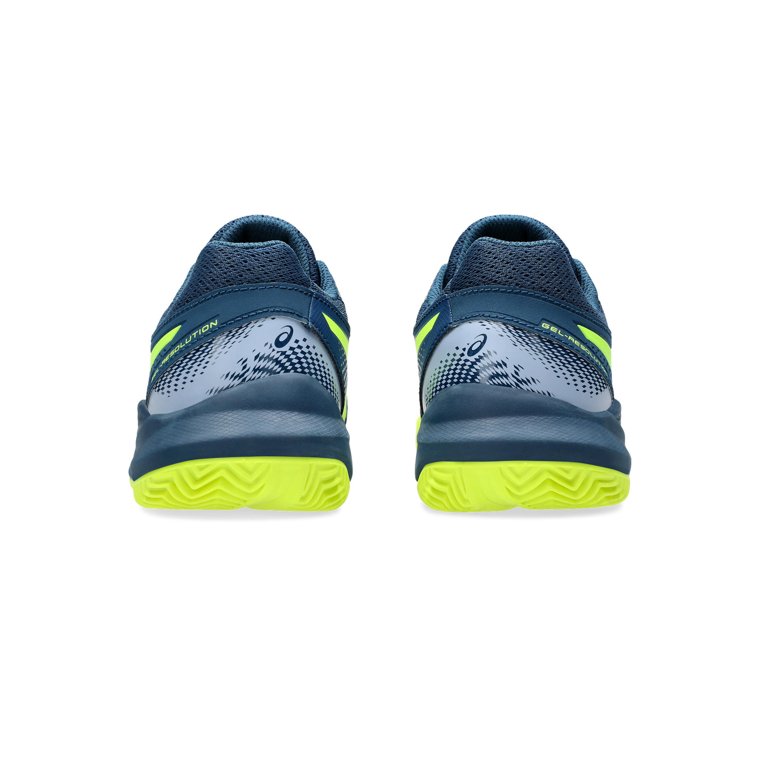 Gel-Resolution 9 GS Clay Sandplatzschuh Kinder - Dunkelblau, Neongelb