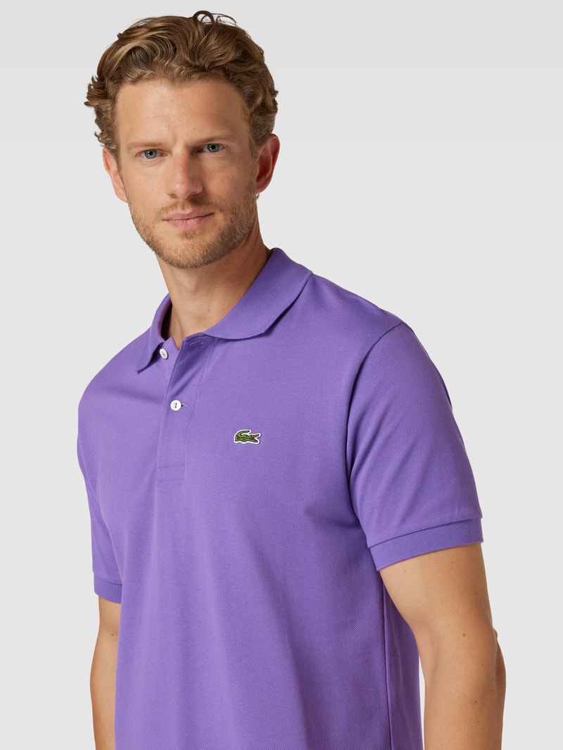 Poloshirt mit Logo-Stitching in lila