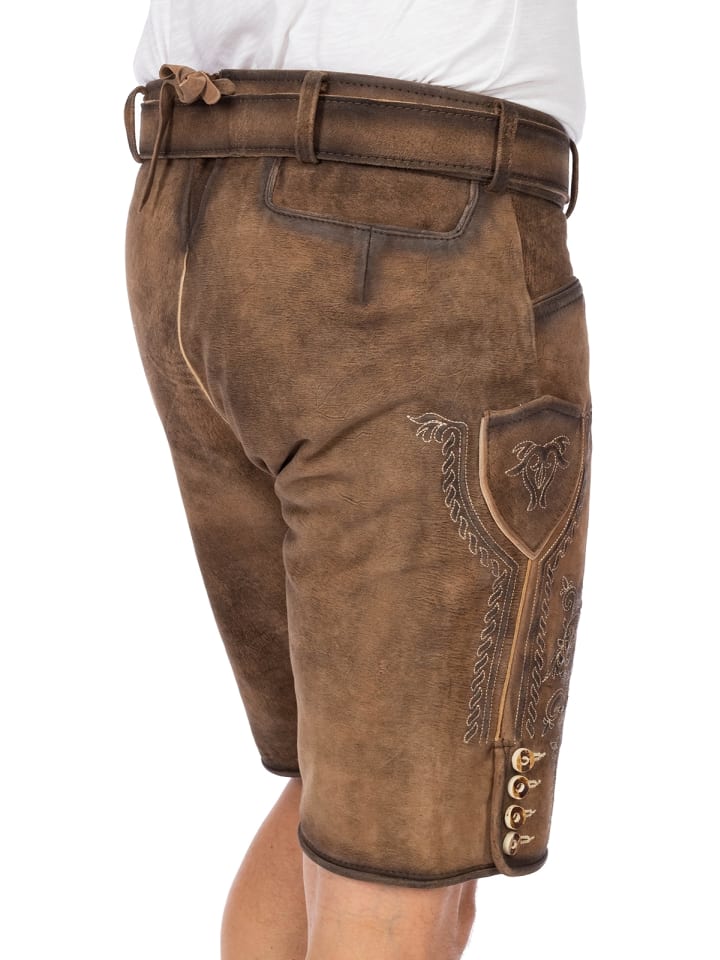Gwandler Lederhose JONAS-gespeckt in dunkelbraun günstig kaufen