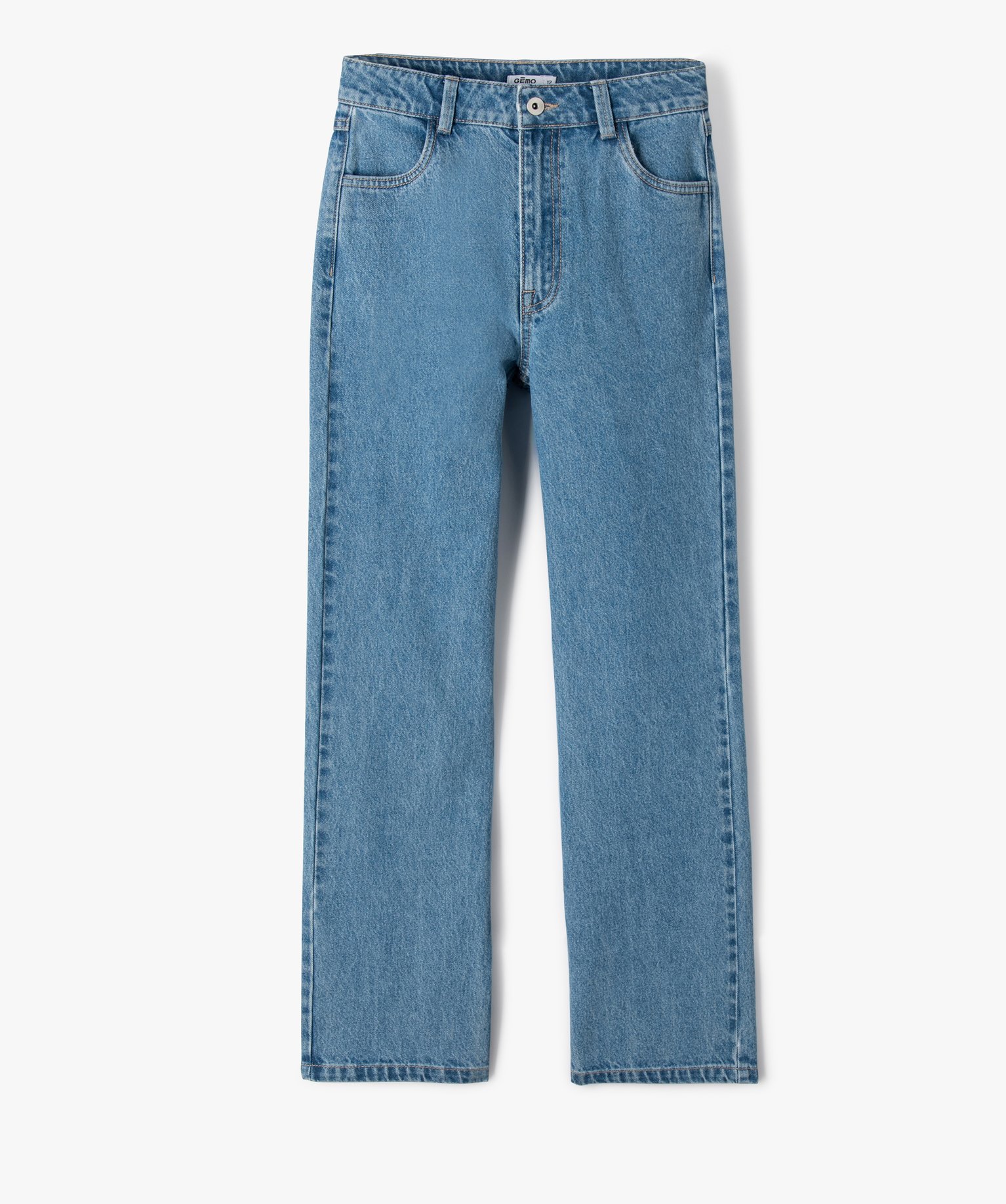 Jean fille coupe ample avec taille haute stone | GEMO