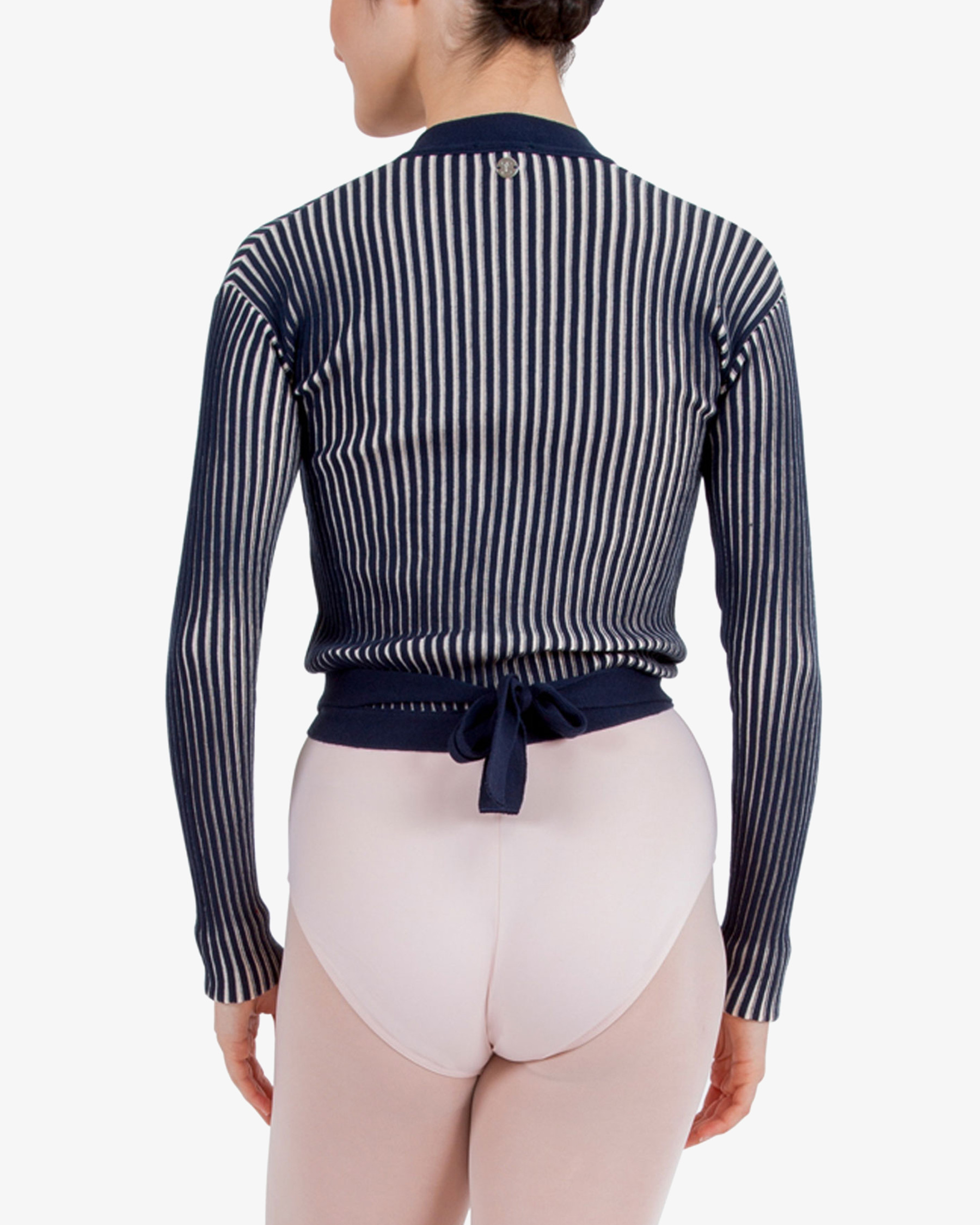 Bicolor rib-knit wrap-over