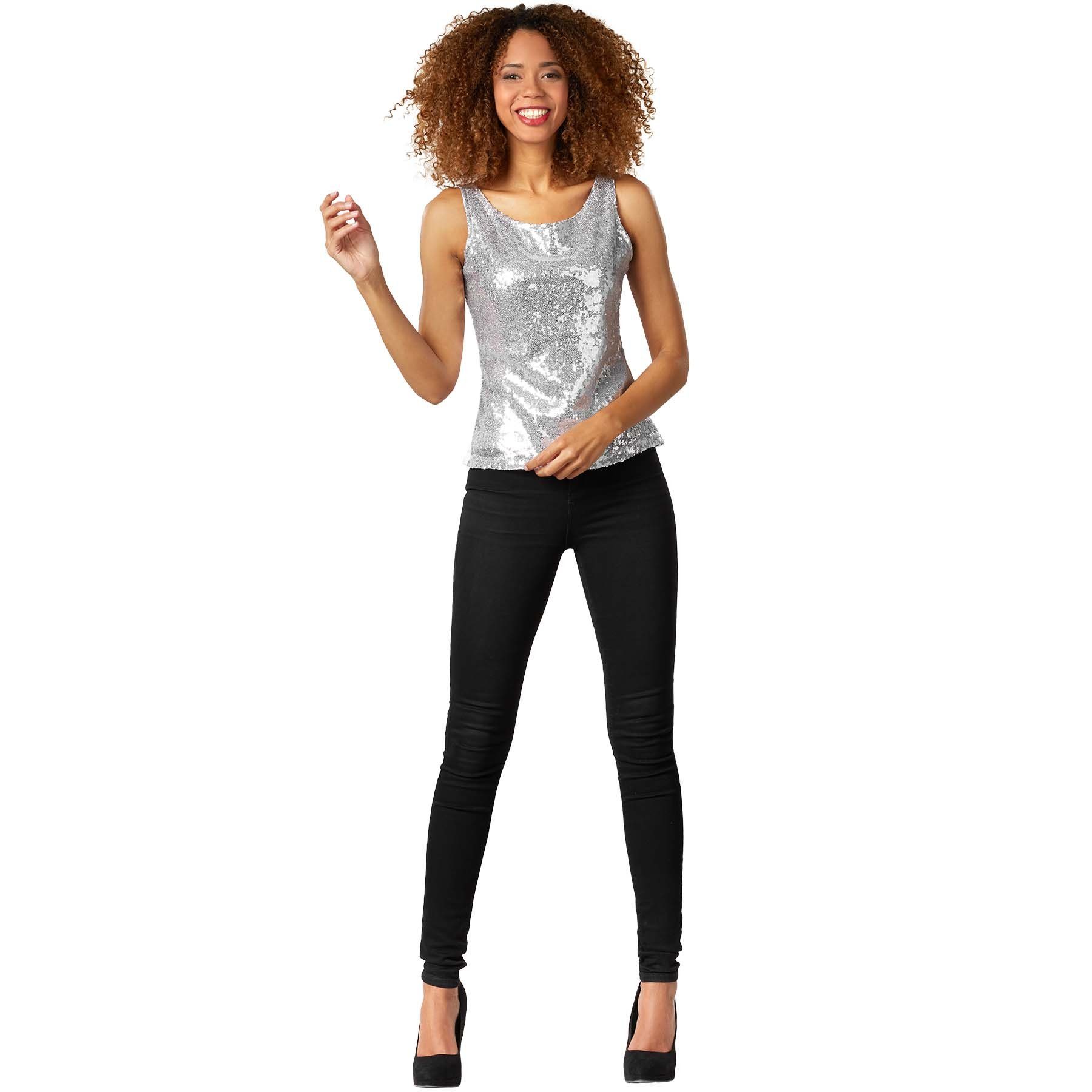 dressforfun T-Shirt Pailletten-Träger-Top Rundhals