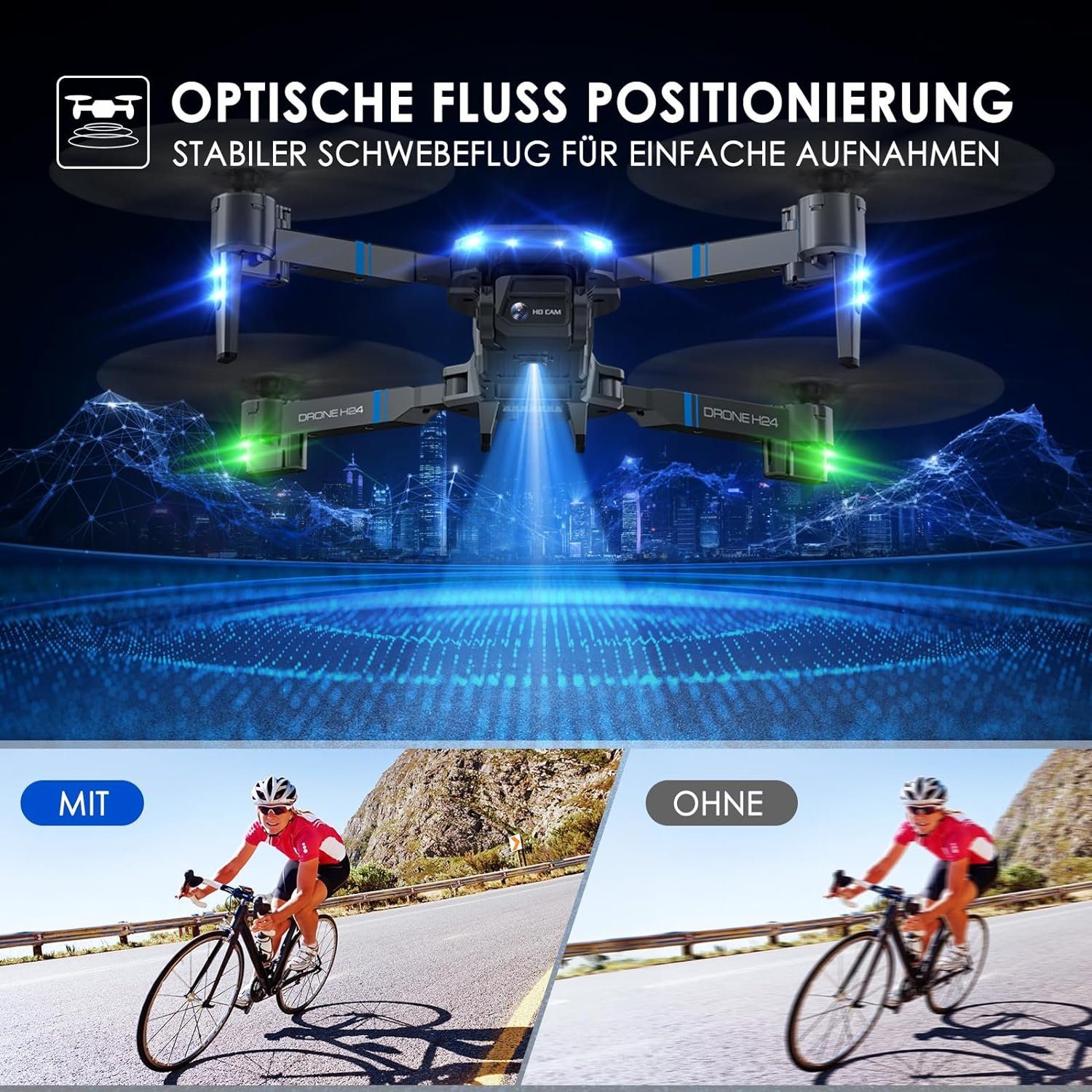 TOPRCBOXS Drohne (1080P, Kamera HD RC Faltbar Quadcopter FPV WiFi Übertragung Lange Flugzeit)