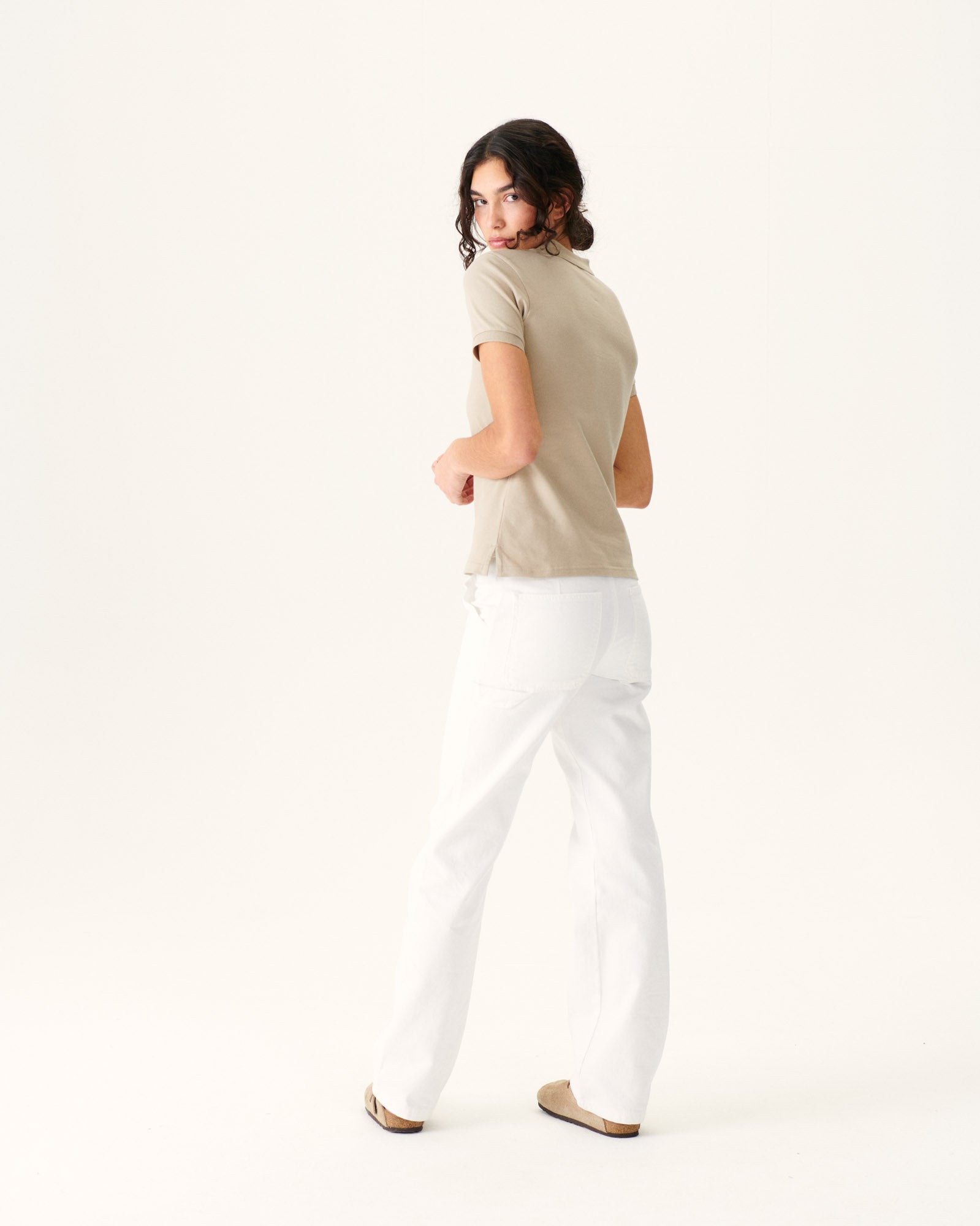 Polo femme en coton biologique Beige Franca