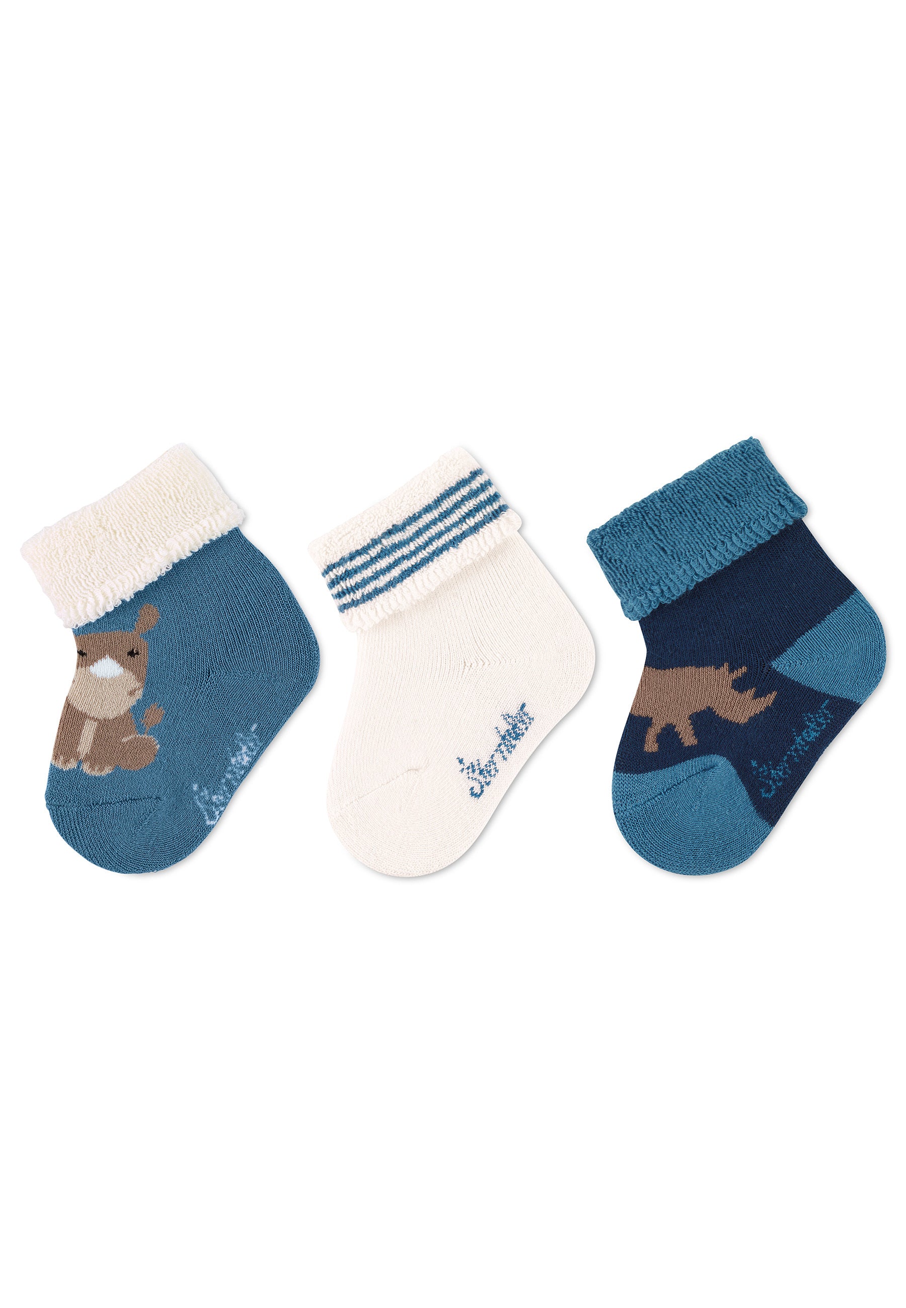 Babysocken im 3er-Pack Nashorn, Vollplüsch innen