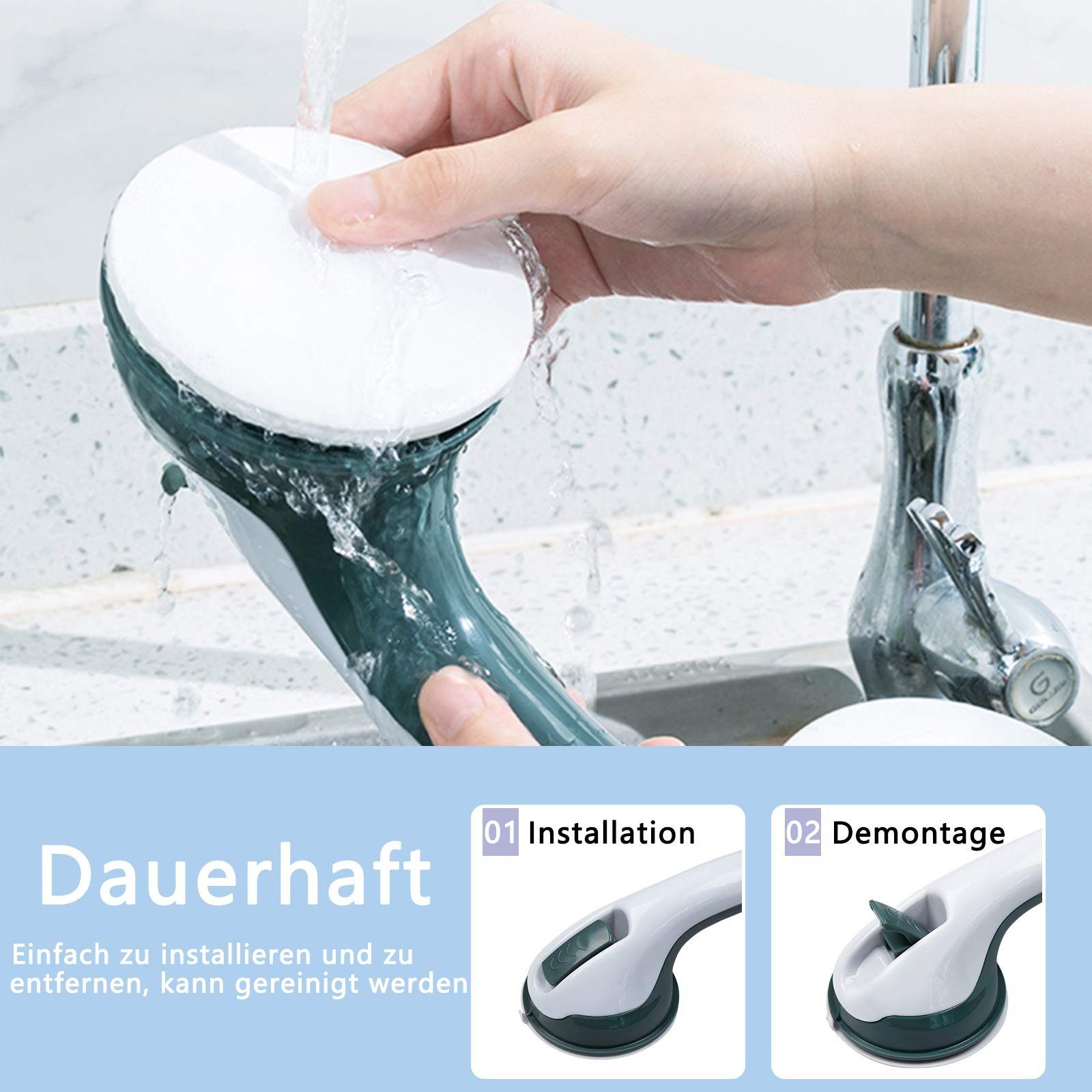 UISEBRT Haltegriff 2 Stück Badewannengriff mit Saugnapf ohne Bohren
