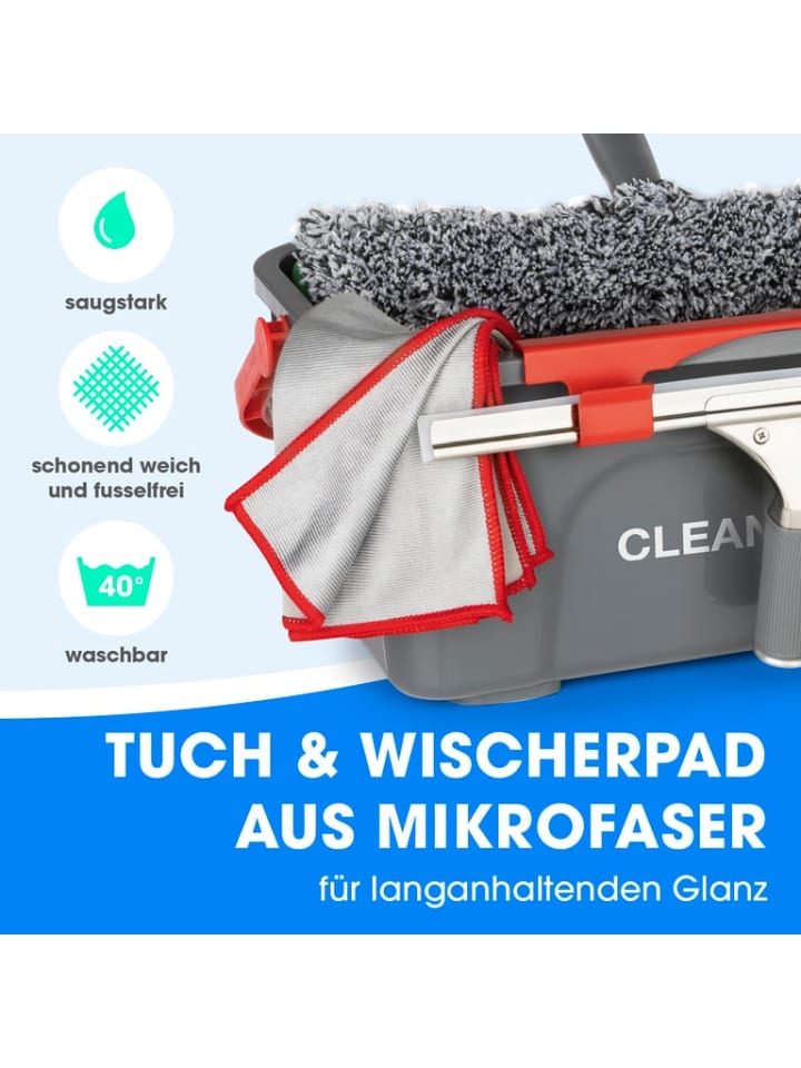 CLEANmaxx CLEANmaxx Fensterreiniger - 7-tlg. - grau/rot günstig kaufen onesize