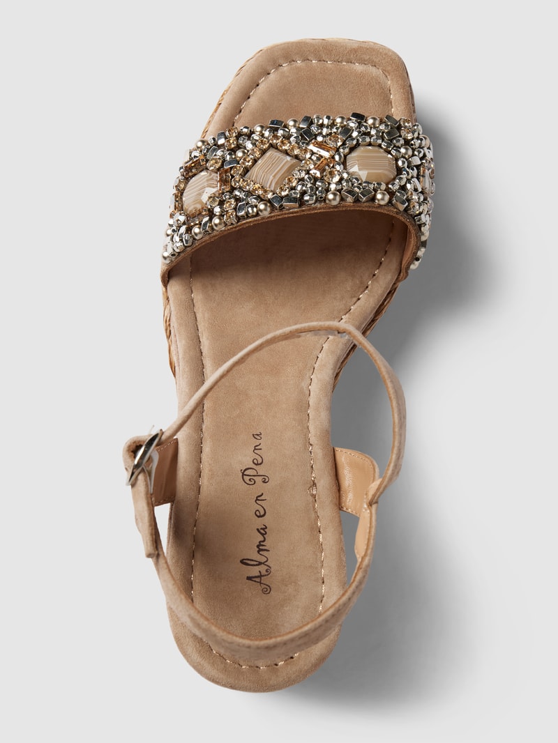 Wedges mit Ziersteinbesatz in beige