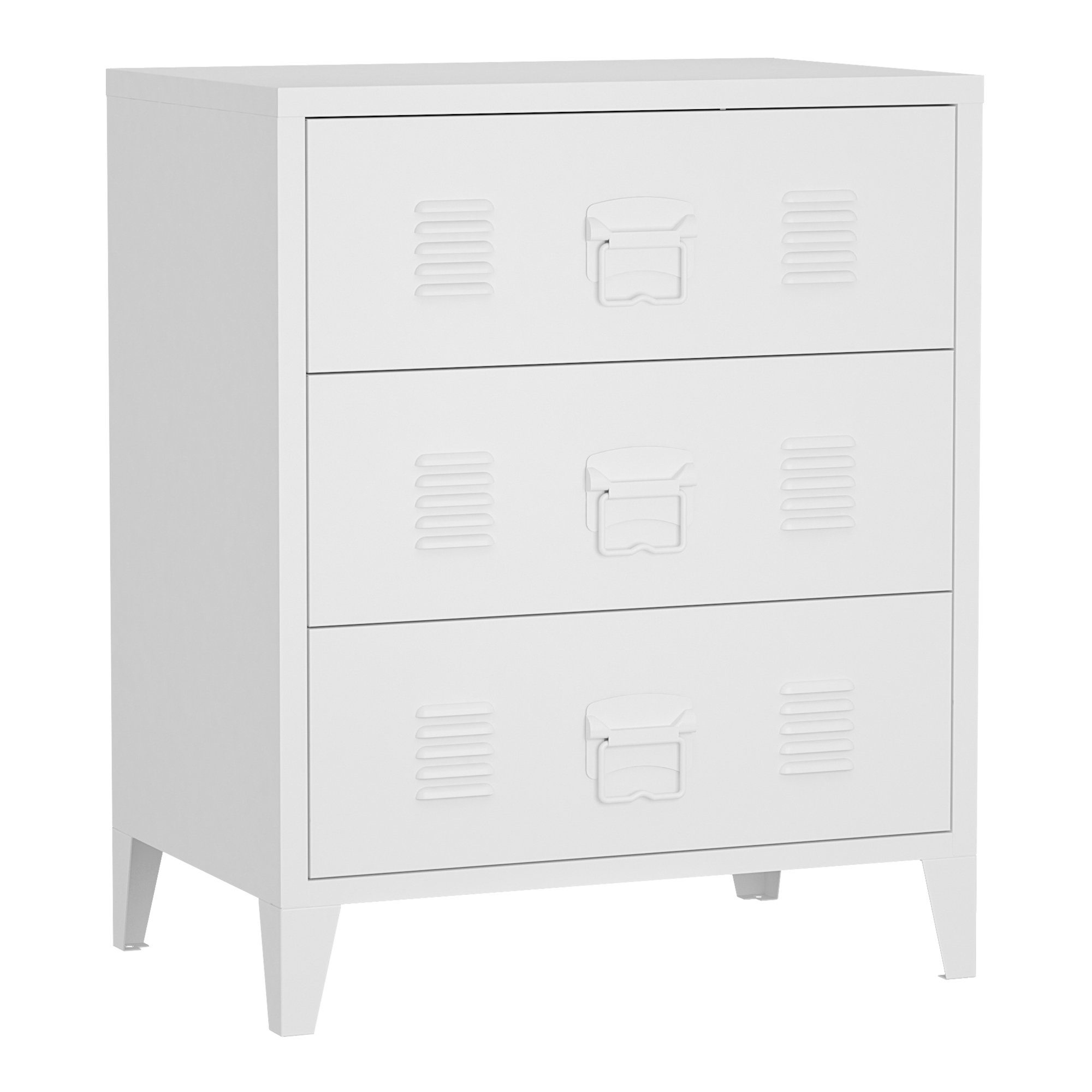 en.casa Mehrzweckschrank Hämeenlinna Schubladenschrank 60x40x72 cm Weiß