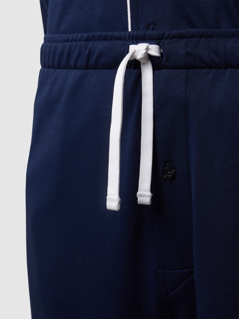 Pyjama mit Kontrastpaspeln Modell 'JERSEY PIPING' in dunkelblau