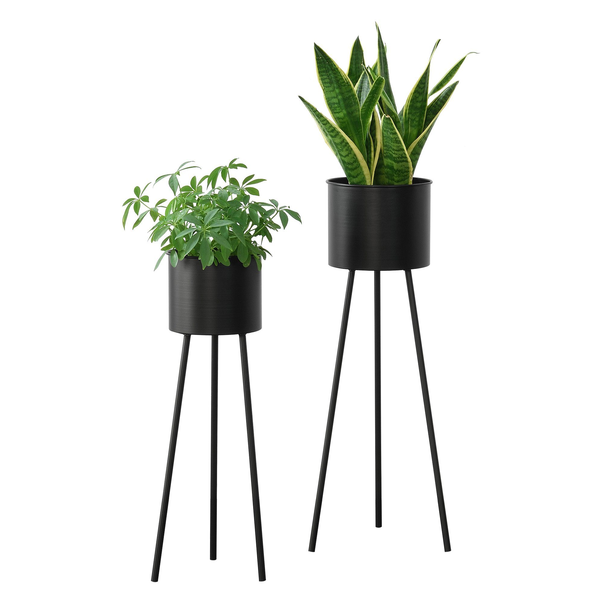 en.casa Blumenständer (2 St), Dalhem Blumenkübel 2er Set, Metall, schwarz