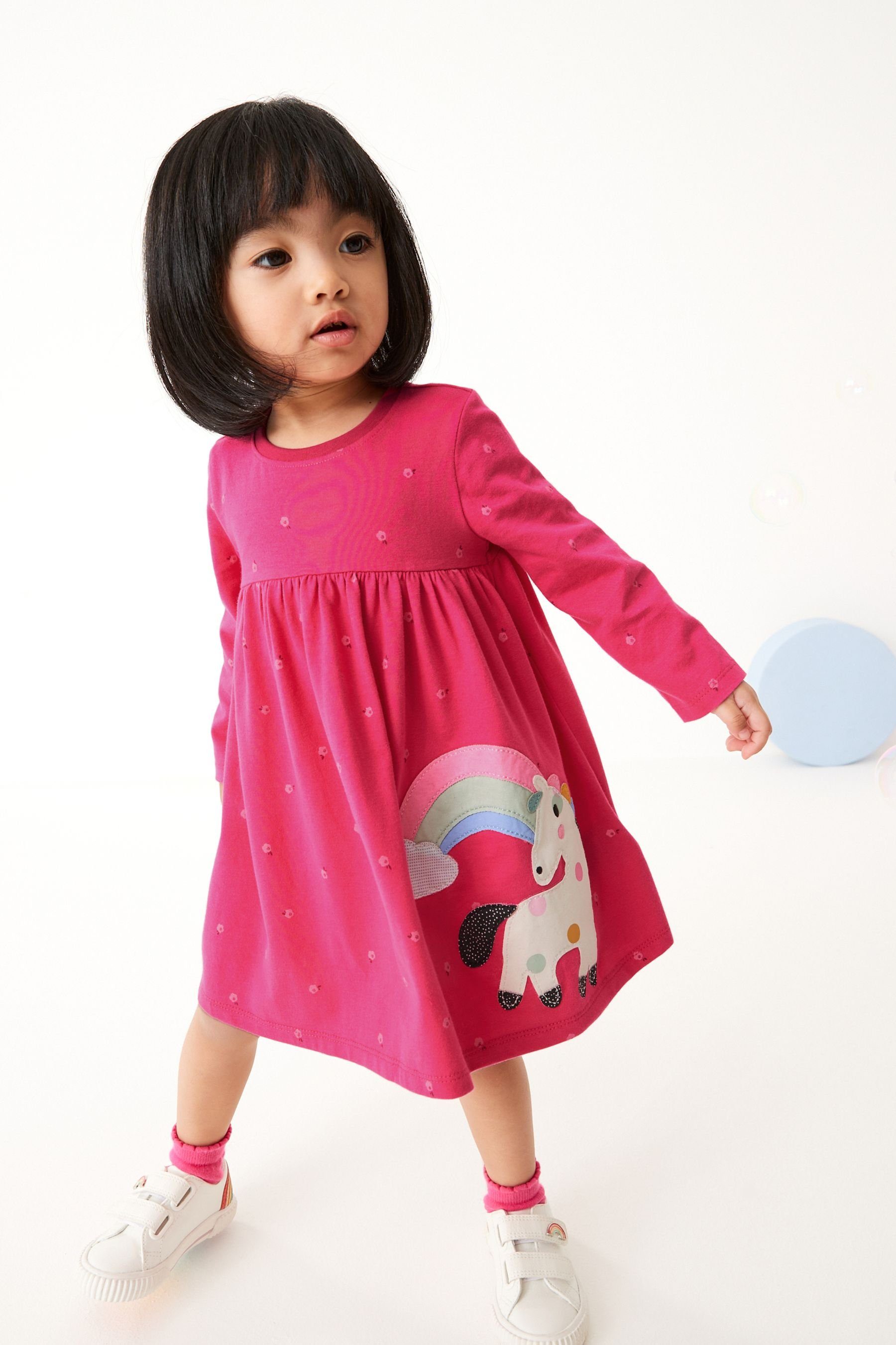 Next Jerseykleid Langärmeliges Jerseykleid mit Applikation (1-tlg)