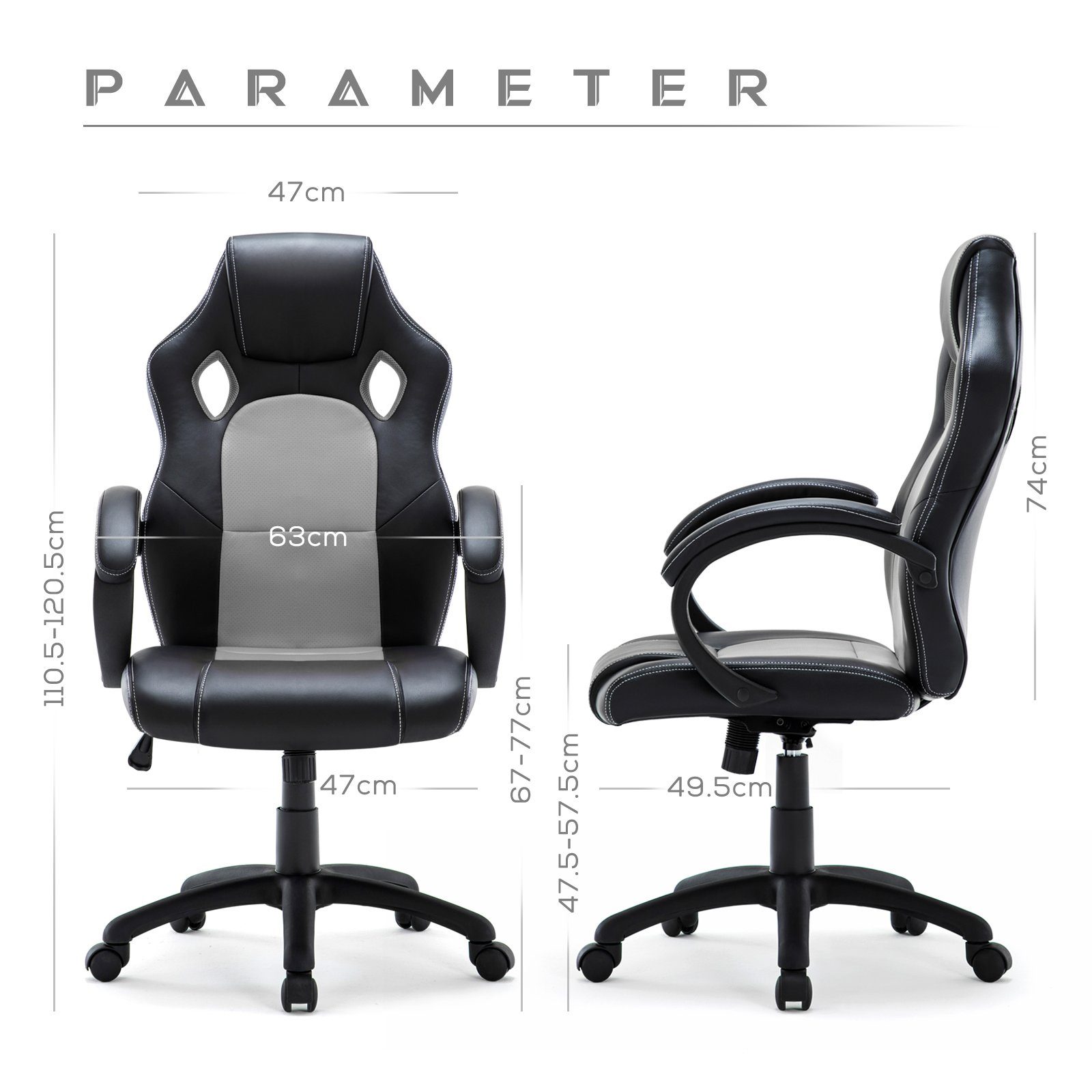 Intimate WM Heart Gaming Chair Racing-Chair, höhenverstellbar, Kunstleder, Ergonomisch, hoch Rücken
