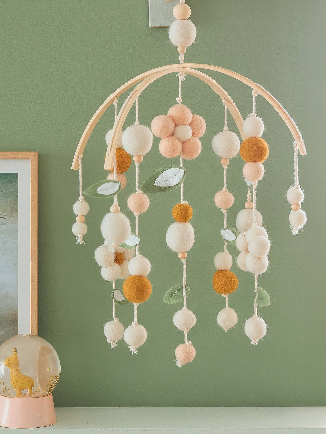 Vertbaudet Kinderzimmer Blumen-Mobile aus Filz - beige