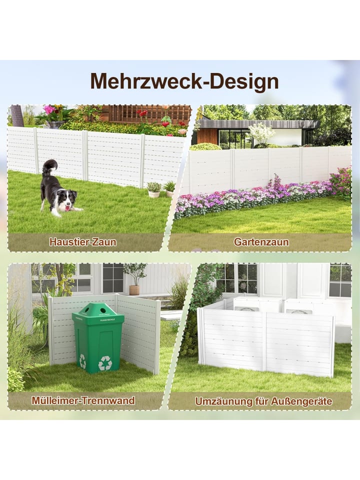 COSTWAY Gartenzaun 2-teilig in Weiß günstig kaufen onesize