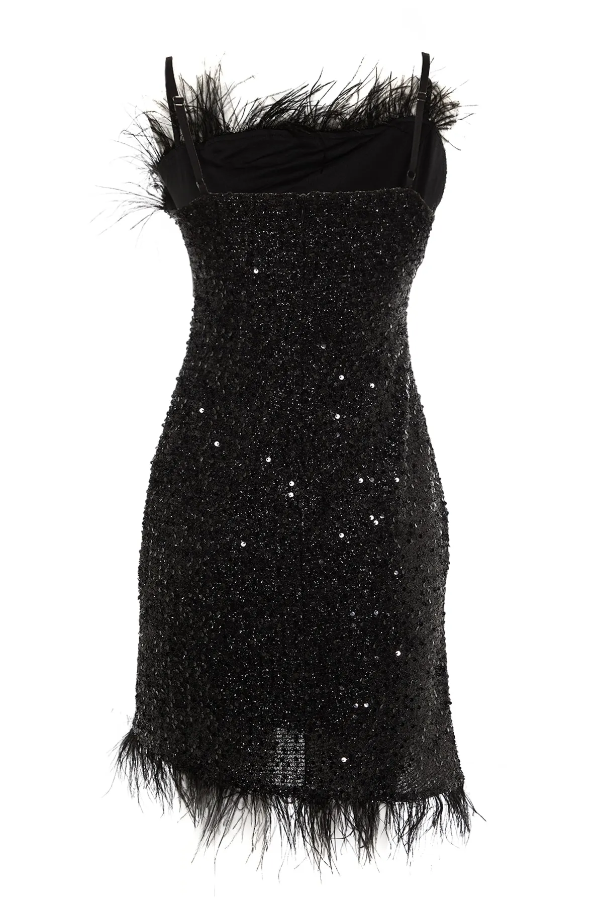 Trendyol Collection  Schwarzes, detailliertes, mit Pailletten besetztes Abendkleid von Otrisch TPRSS23EL00020
