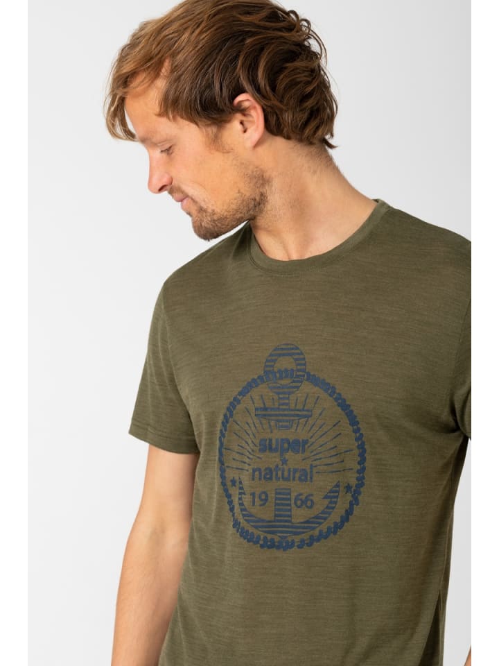 super.natural Merino T-Shirt M LEVANTE TEE in olivgrün günstig kaufen S