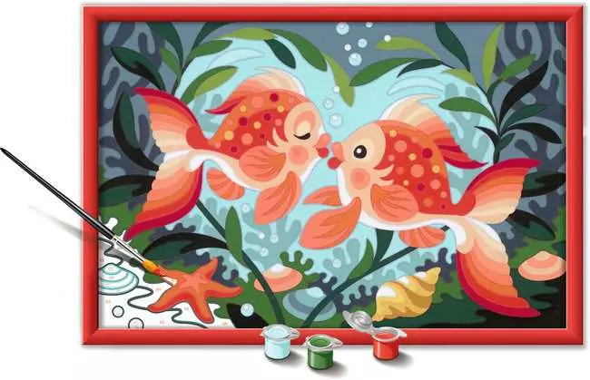 CreArt Verliebte Fische - Malen nach Zahlen für Kinder ab 9 Jahren