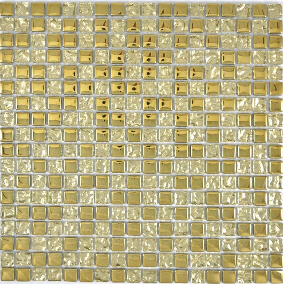 Mosani Mosaikfliesen Glasmosaik Crystal Mosaikfliesen gold glänzend / 10 Matten