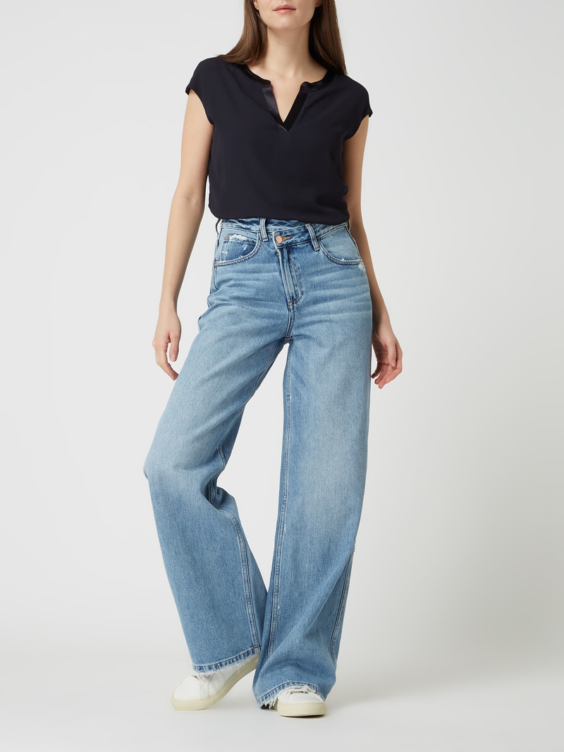 Top aus Chiffon in marineblau