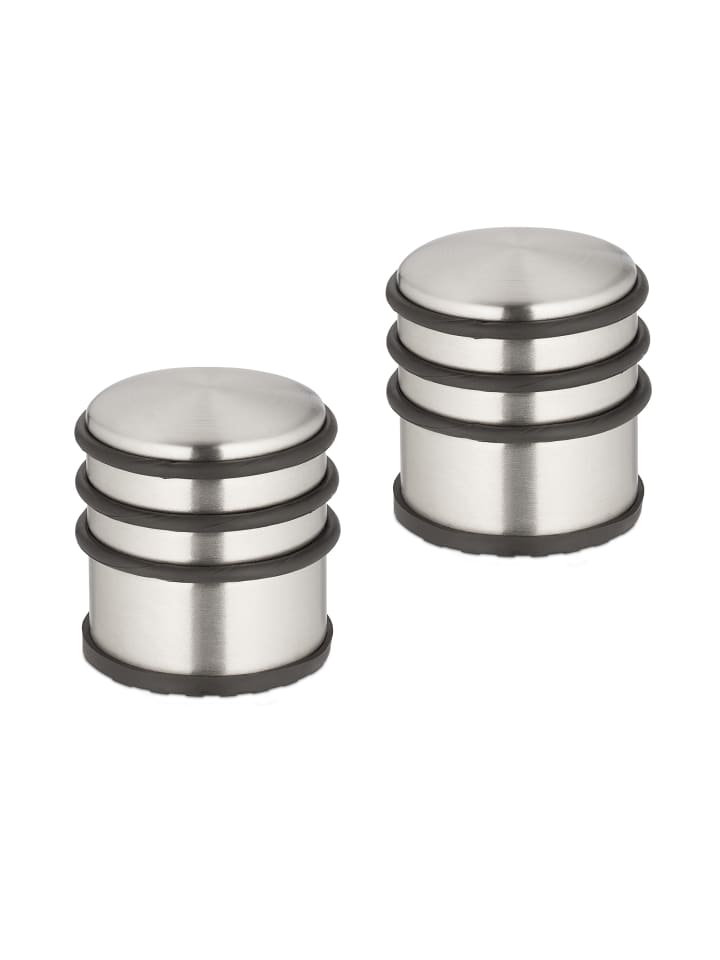 relaxdays 2 x Türstopper in Silber/ Schwarz - (H)7,5 x Ø 7 cm günstig kaufen onesize