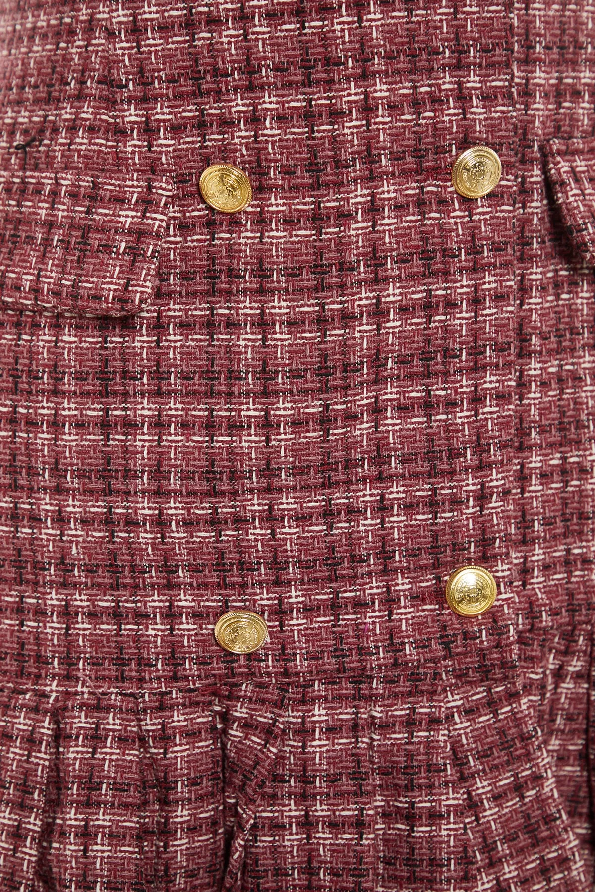 Trendyol Collection  Mehrfarbiges Kleid aus gewebtem Tweed mit Volants und Knöpfen und Volants TWOAW23EL00870