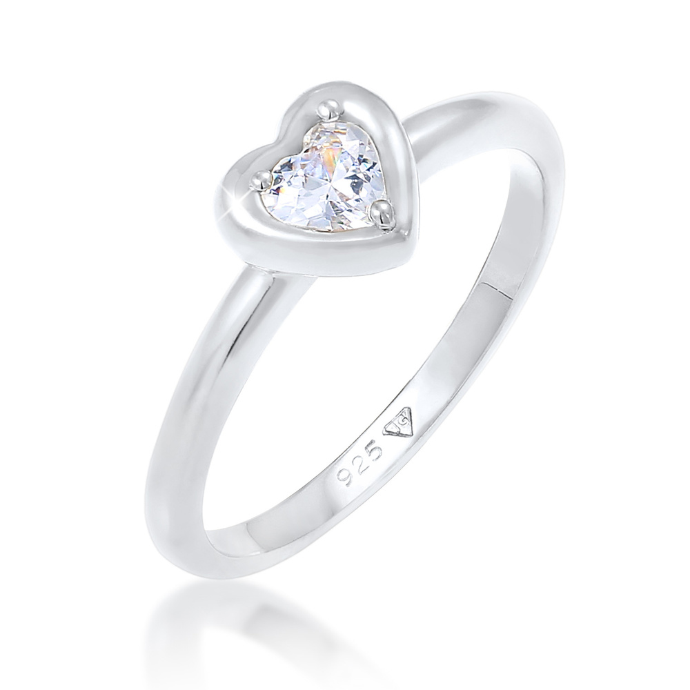 Elli Elli Bague Coeur Amour avec Cristaux de Zircone Bague Femme - (925/1000) Argent P Bague