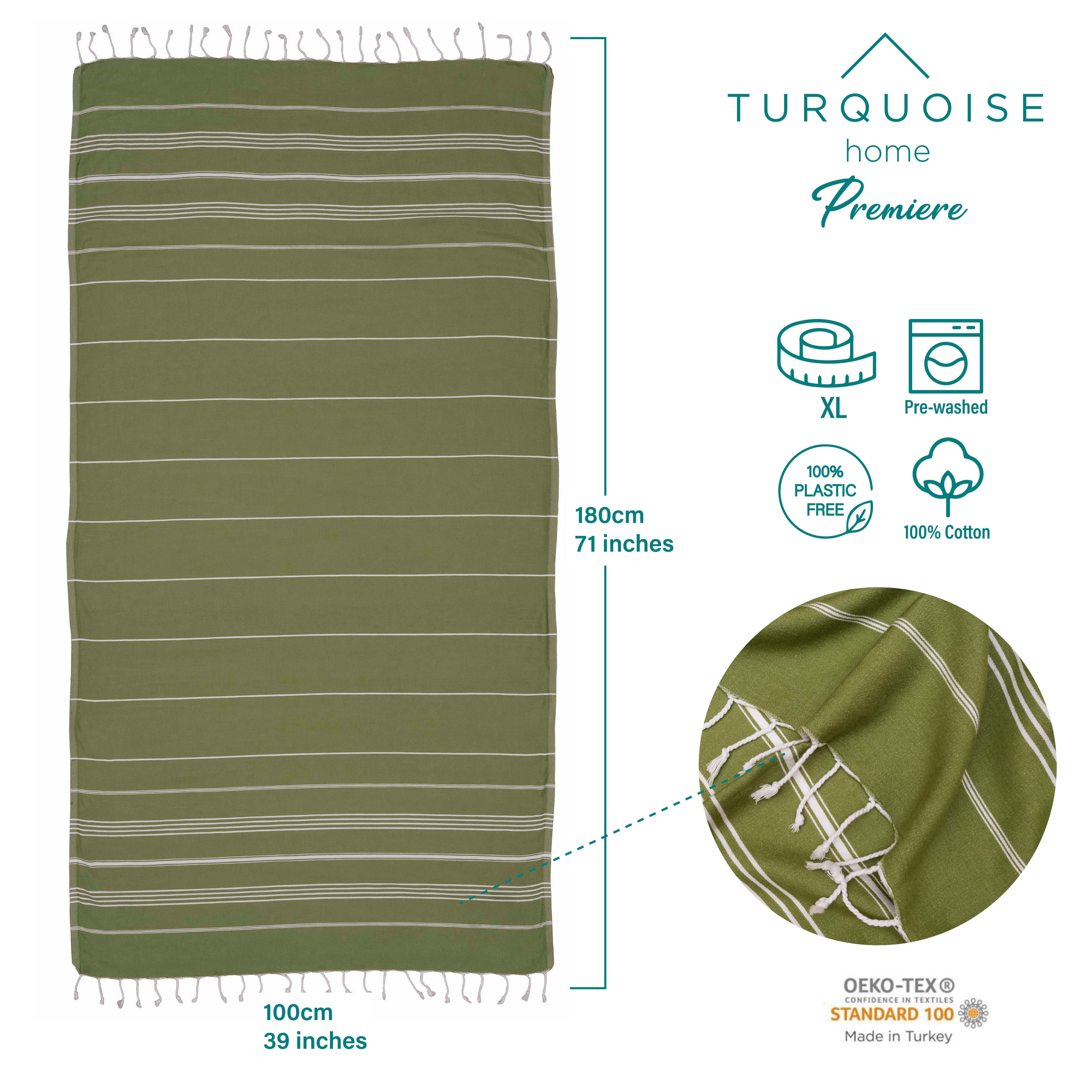 Turquoise Home Hamamtuch Premiere Strandtuch 100x180cm XL dünn und leicht Saunahandtuch, (1-St)